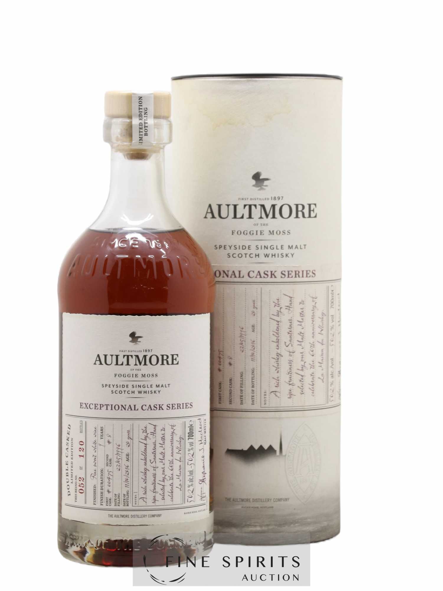 Aultmore 20 years 1996 Of. Exceptionnal Cask Series Cask n°475 & 8 - One of 120 - bottled 2016 Limited Edition - Lot of 1 bottle - 0