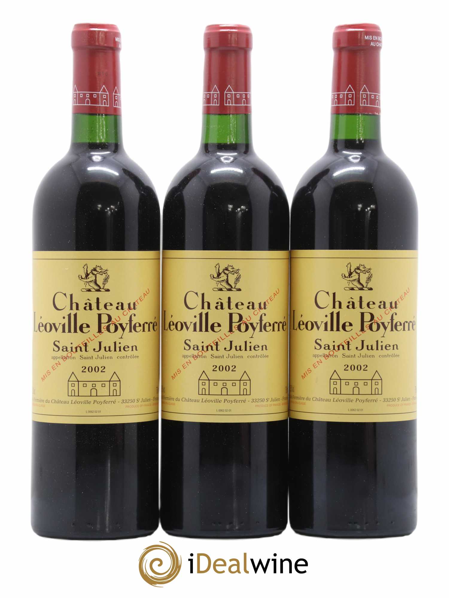 Château Léoville Poyferré 2ème Grand Cru Classé 2002 - Lotto di 3 bottiglie - 0