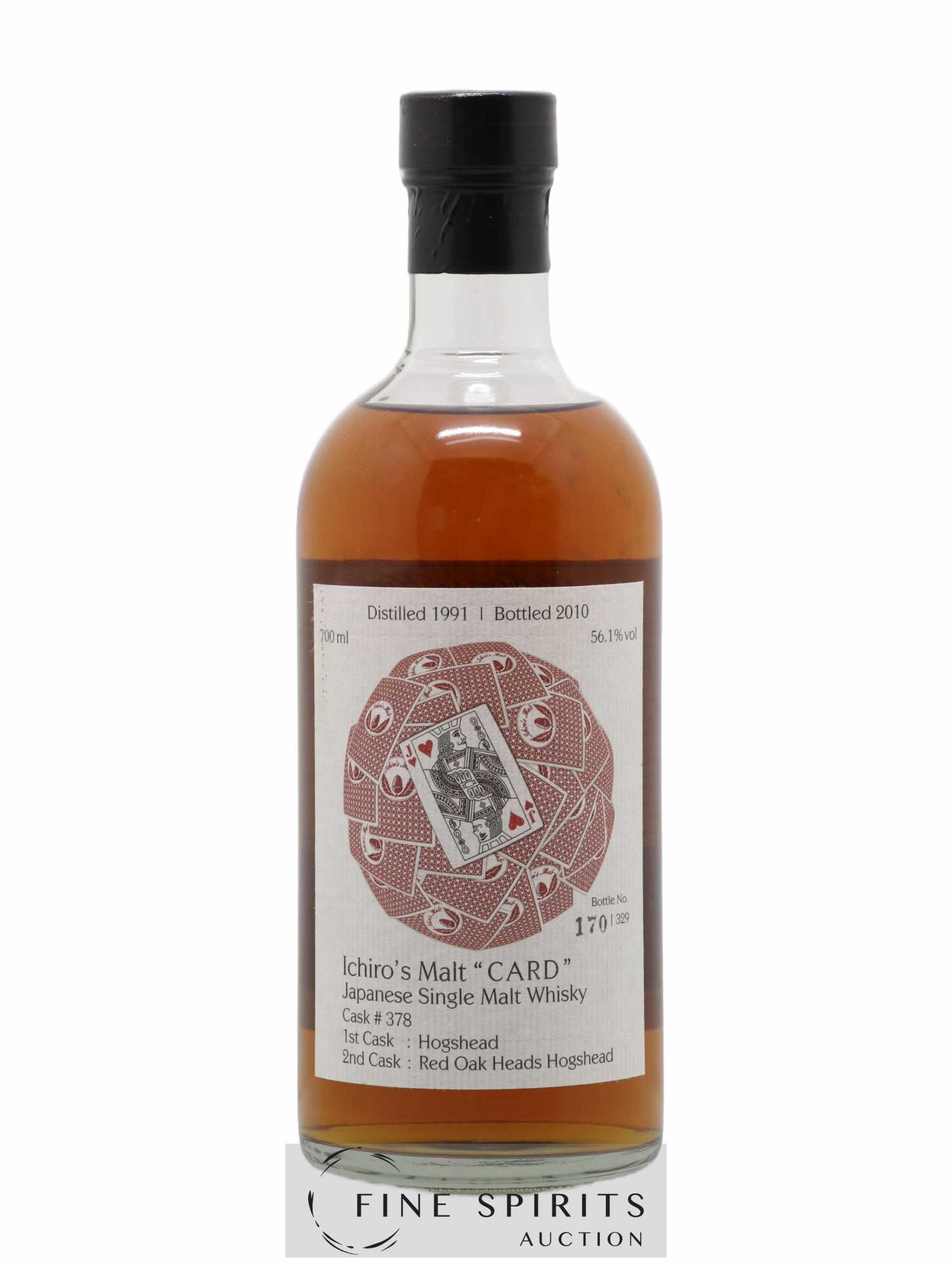 Ichiro's Malt 1991 Of. Jack of Hearts Cask n°378 - One of 329 - bottled 2010 Venture Whisky Card - Lot de 1 bouteille - 0