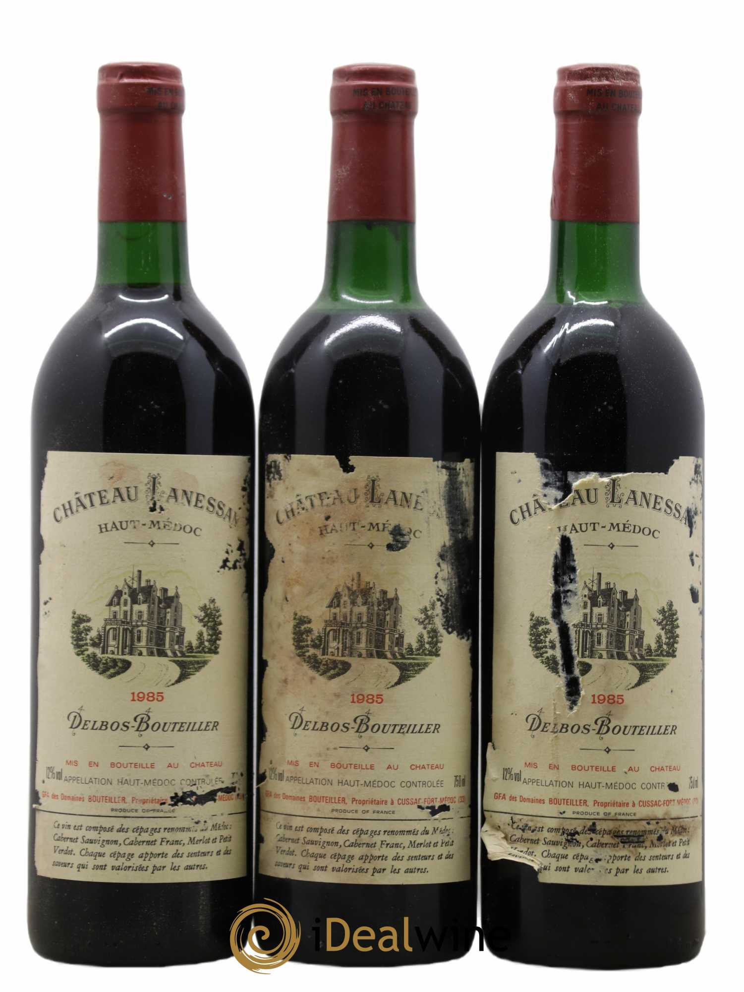 Château Lanessan Cru Bourgeois 1985 - Lot de 3 bouteilles - 0