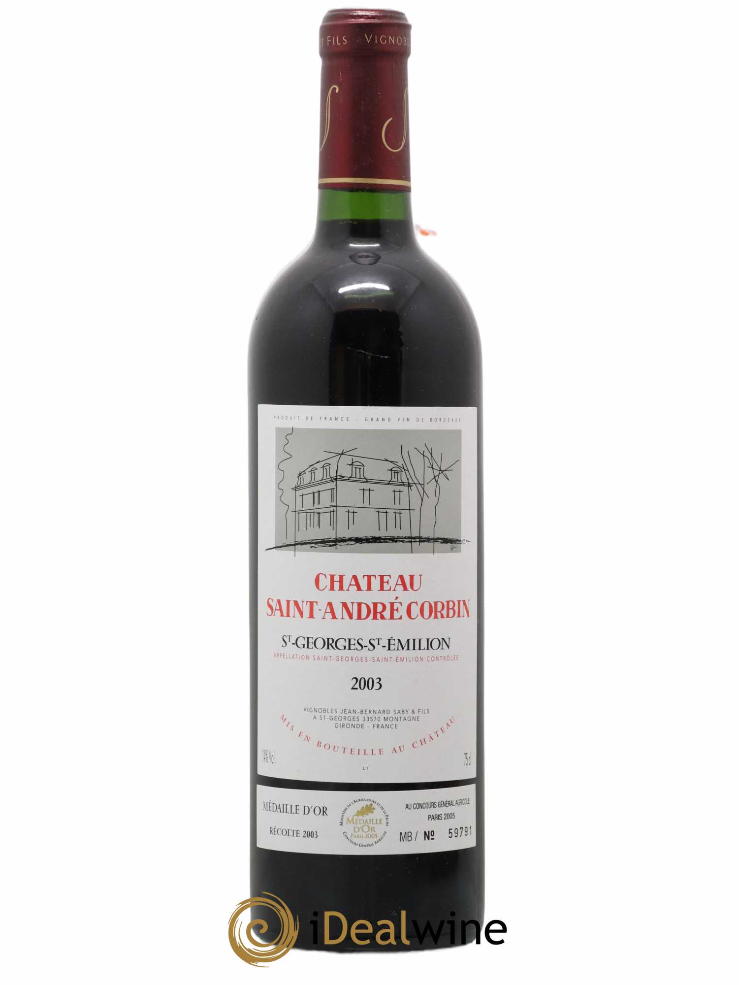 Saint Georges-Saint-Emilion Saint André Corbin 2003 - Lot de 1 bouteille - 0