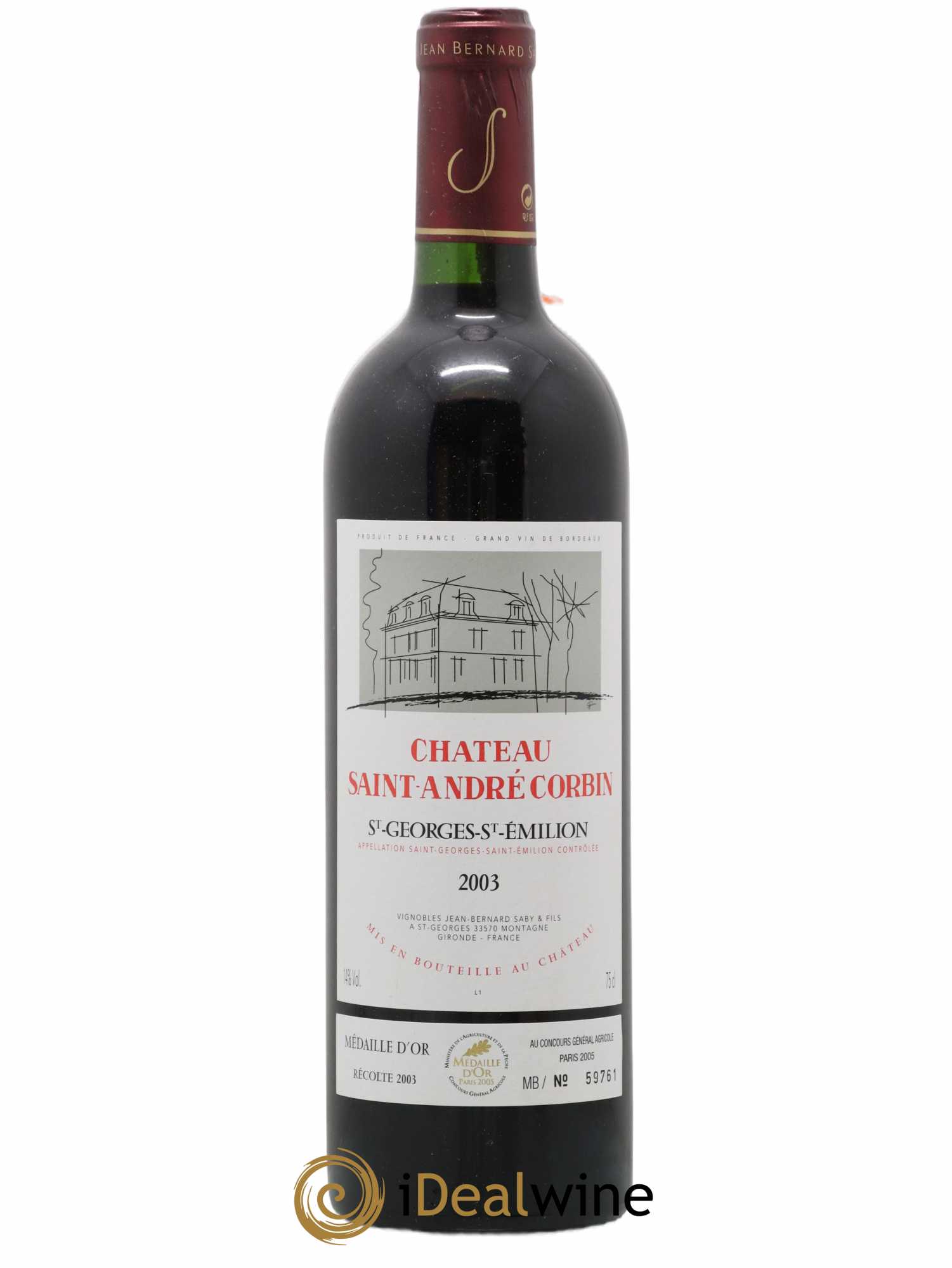 Saint Georges-Saint-Emilion Saint André Corbin 2003 - Lot de 1 bouteille - 0