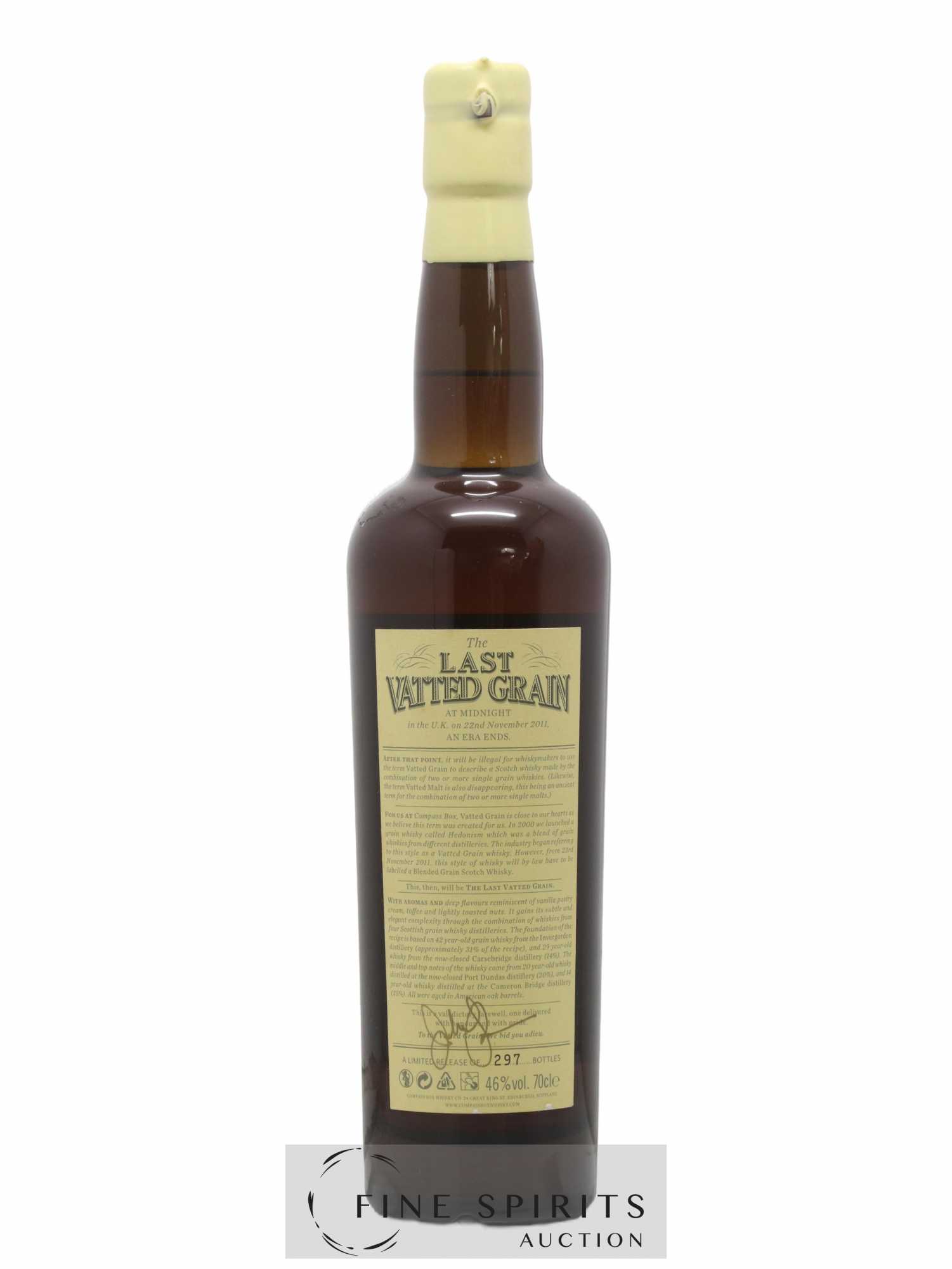 The Last Vatted Grain Compass Box bottled 2011 Limited Edition of 297 bottles - Lot of 1 bottle - 1