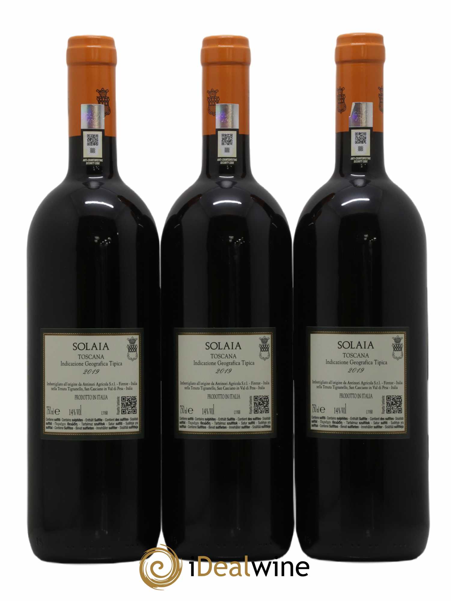 Toscana IGT Solaia Tenuta Tignanello - Antinori 2019 - Lot de 3 bouteilles - 1