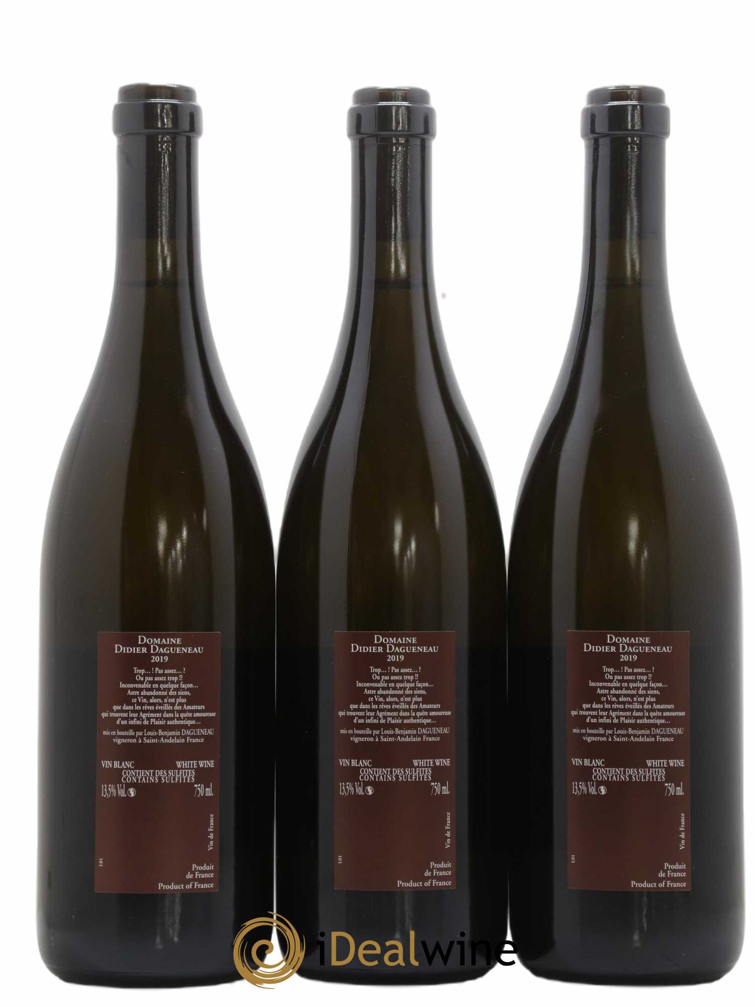 Vin de France (anciennement Pouilly-Fumé) Pur Sang Dagueneau (Domaine Didier - Louis-Benjamin) 2019 - Lot de 3 bouteilles - 1