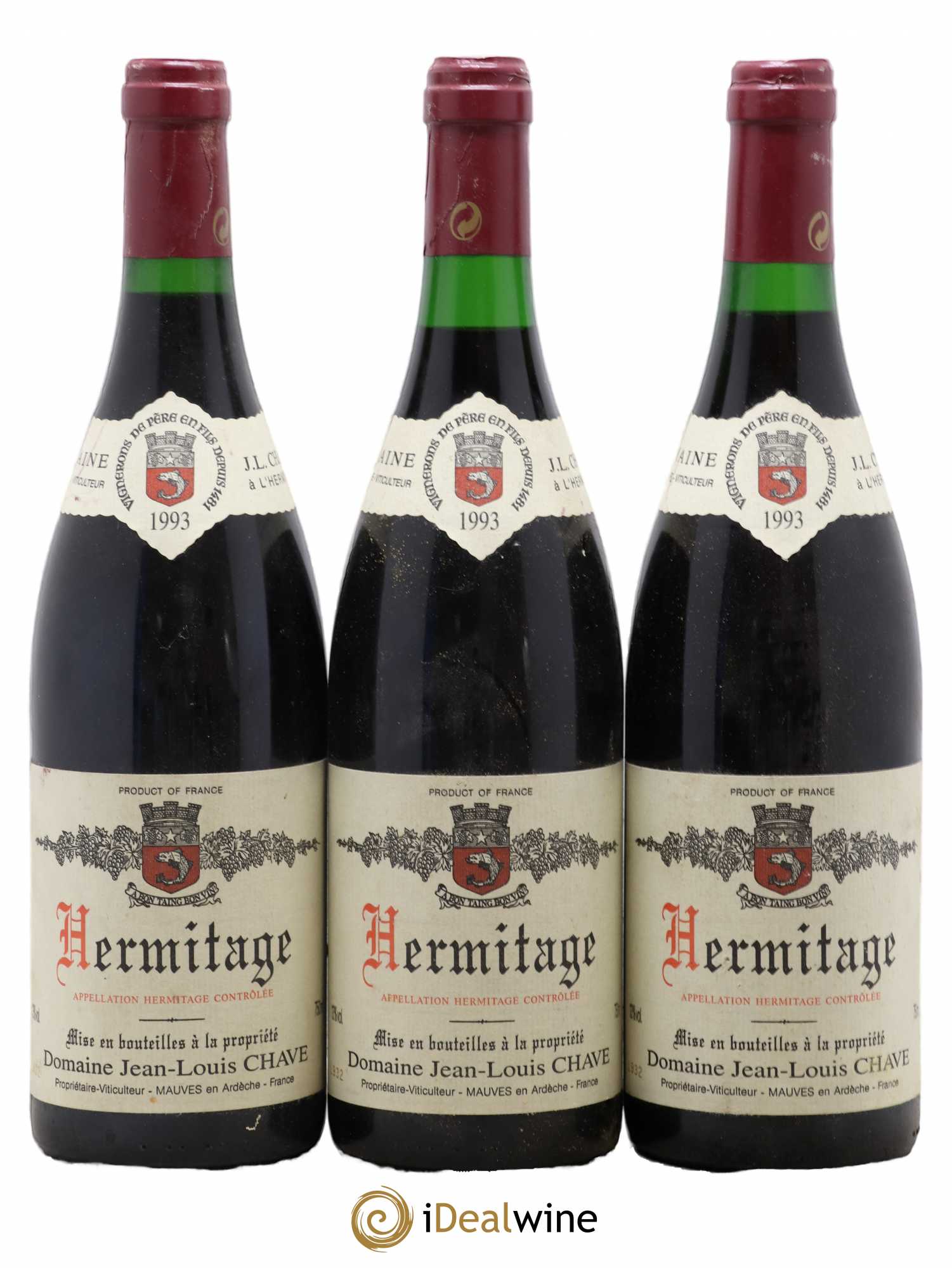 Hermitage Jean-Louis Chave 1993 - Lot de 3 bouteilles - 0