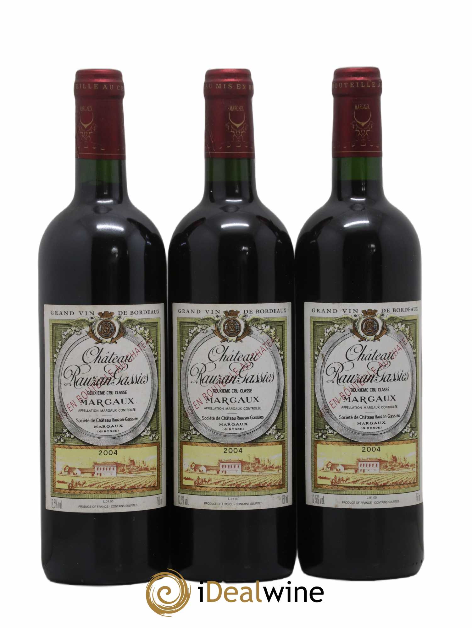 Château Rauzan-Gassies 2ème Grand Cru Classé 2004 - Lot of 3 bottles - 0