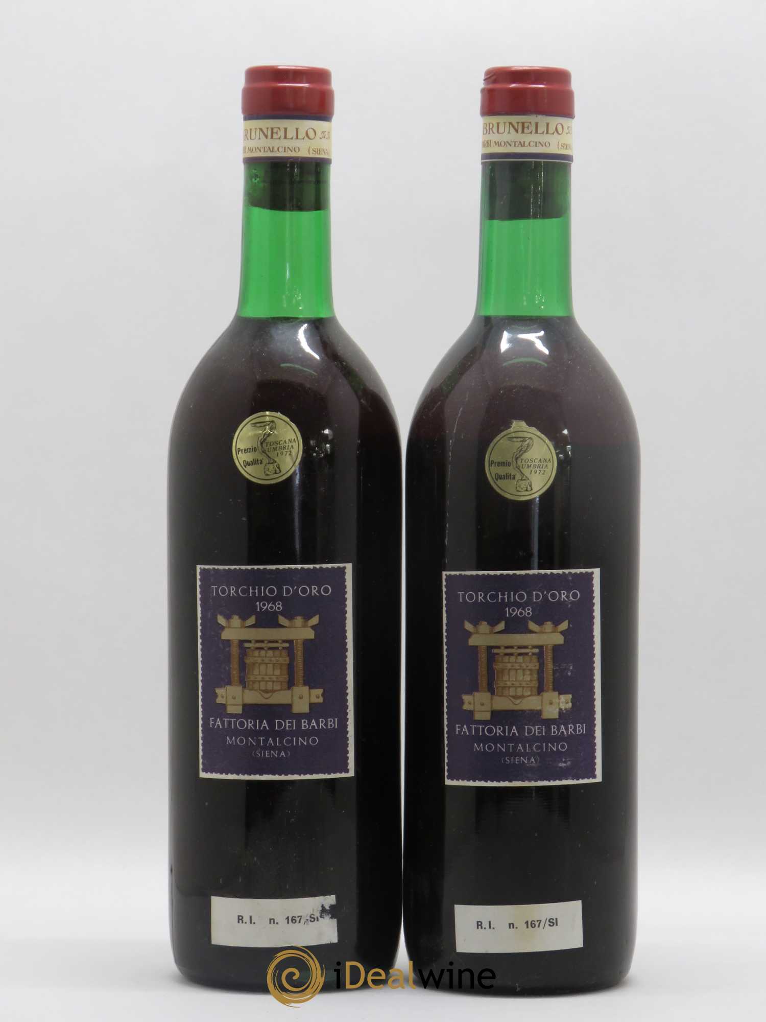 Brunello di Montalcino DOCG Torchio D'Oro Fattoria Dei Barbi Brunello Di Montalcino 1969 - Lot of 2 bottles - 1