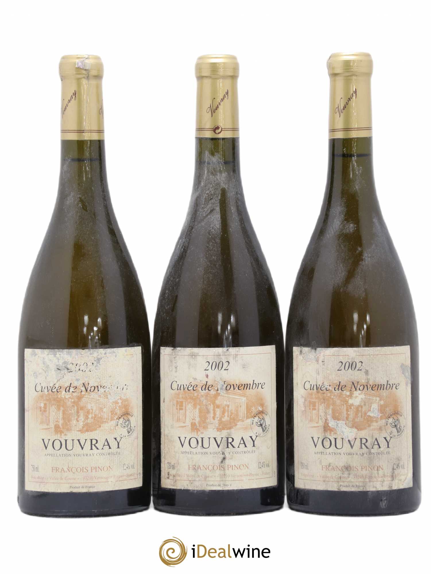 Vouvray Novembre Francois Pinon 2002 - Lot of 3 bottles - 0