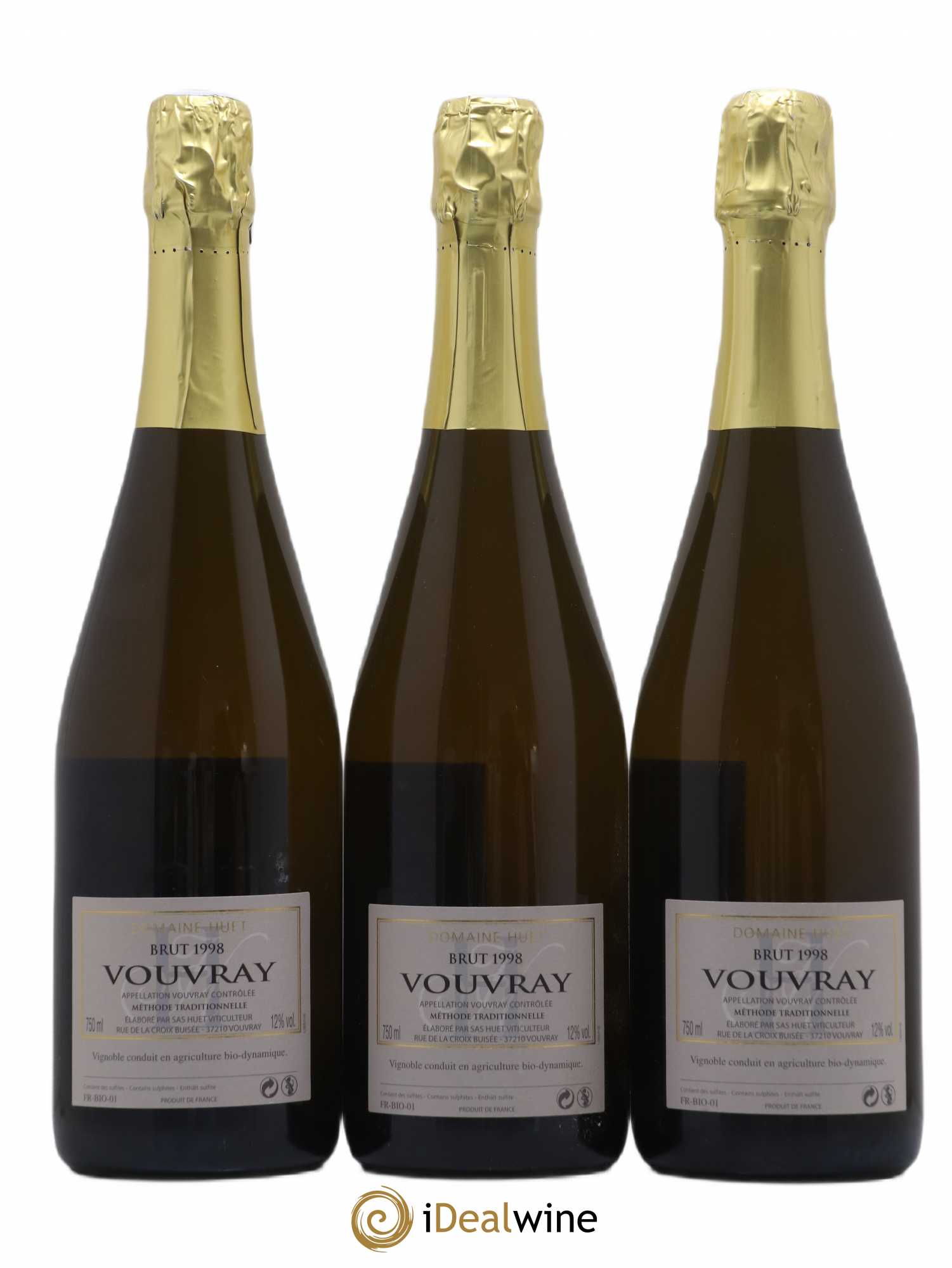 Vouvray Pétillant Brut Domaine Huet  1998 - Lot of 3 bottles - 1