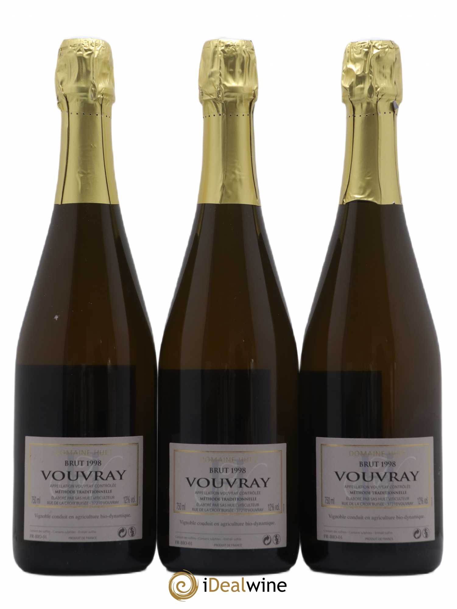 Vouvray Pétillant Brut Domaine Huet  1998 - Lot of 3 bottles - 1