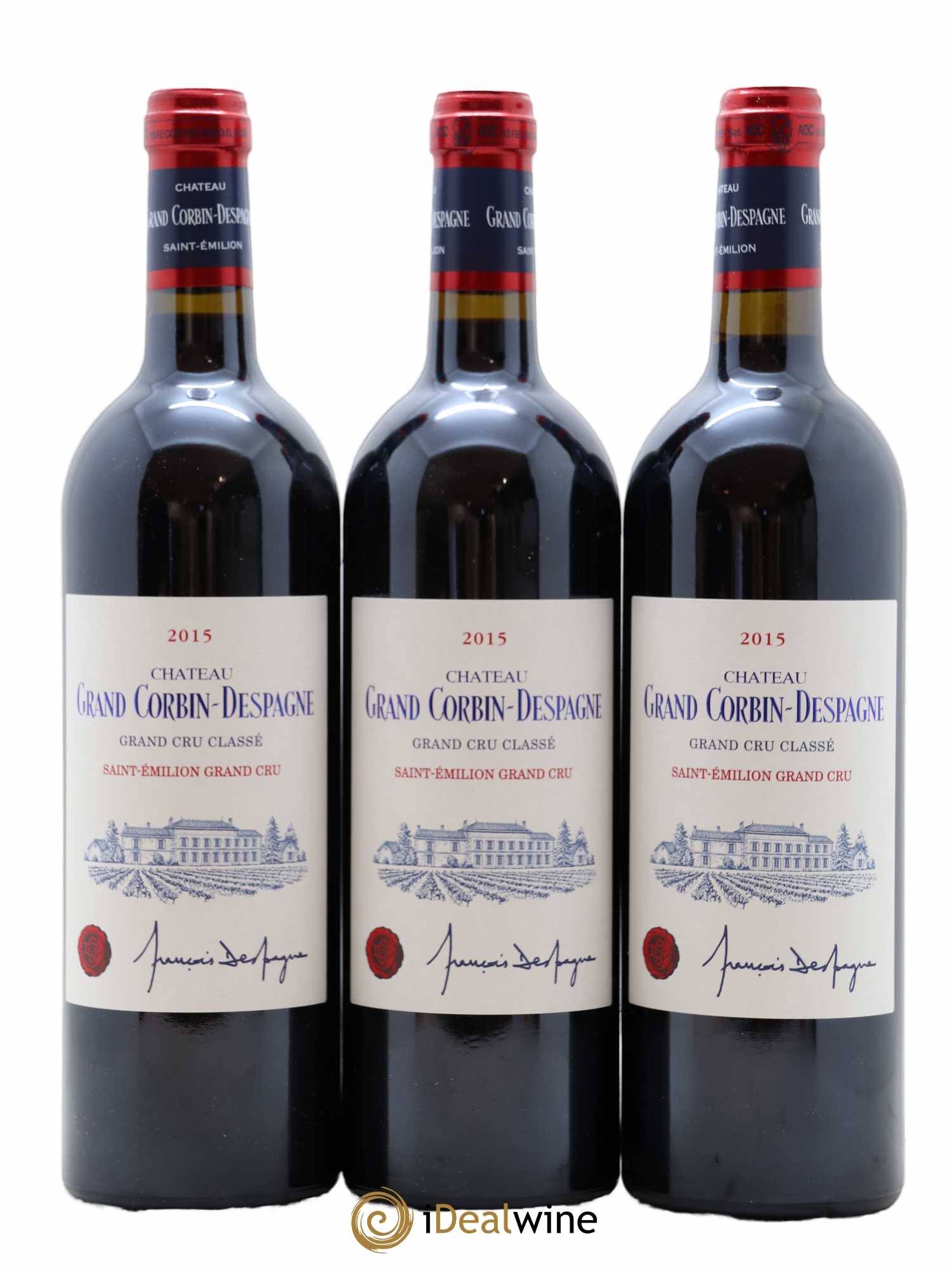 Château Grand Corbin Despagne Grand Cru Classé  2015 - Lot of 3 bottles - 0