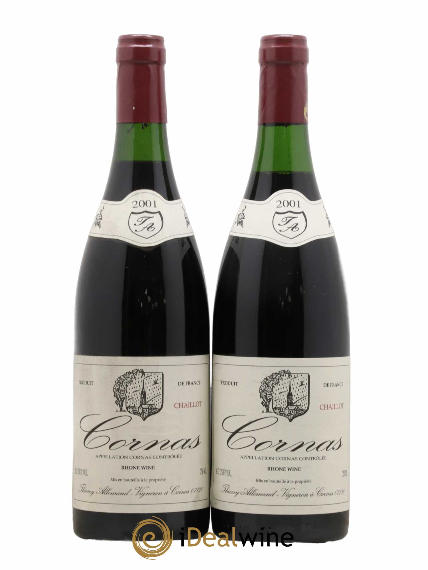 Cornas Chaillot Thierry Allemand 2001 - Lot of 2 bottles - 0