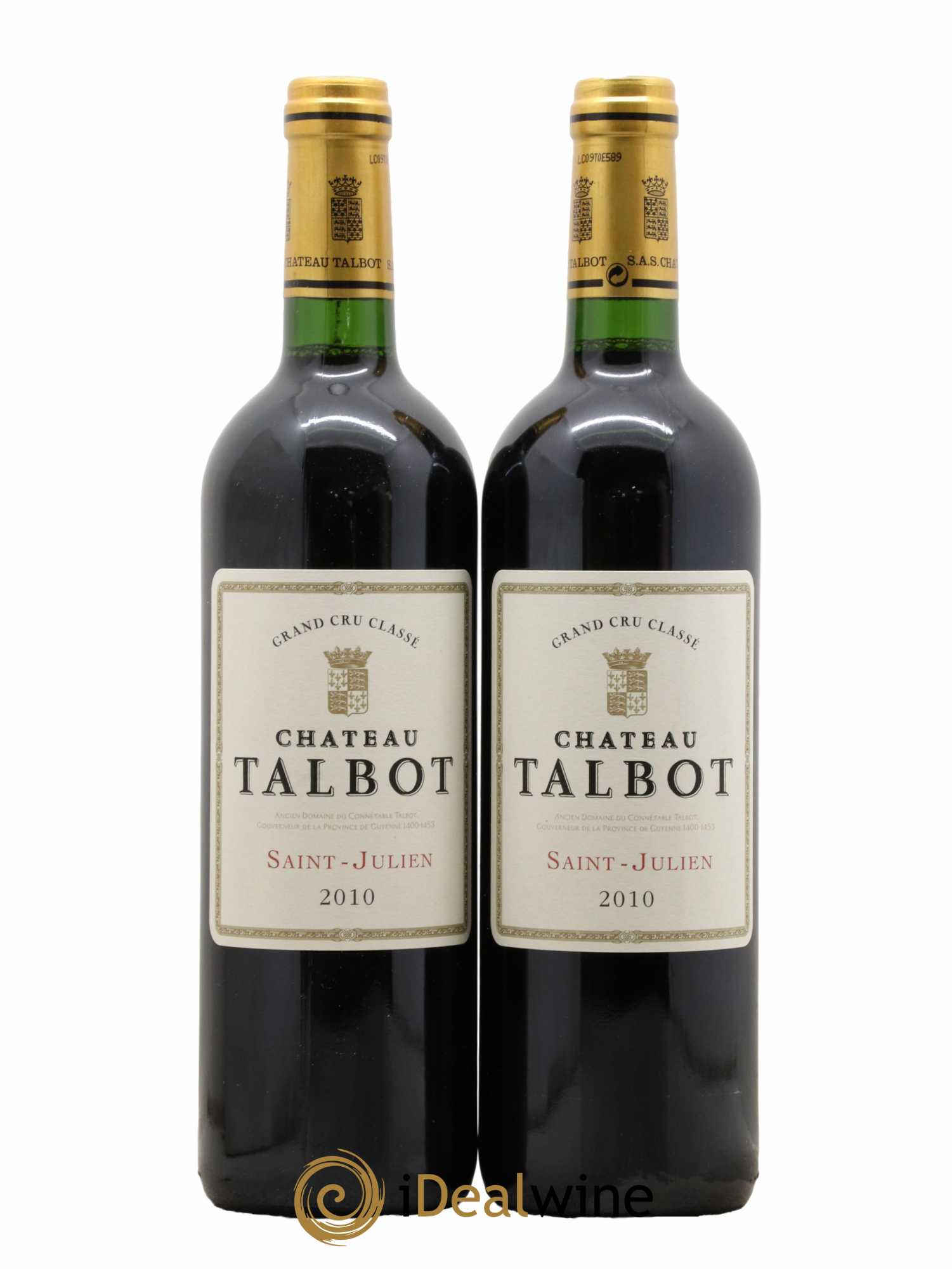 Château Talbot 4ème Grand Cru Classé 2010 - Lot of 2 bottles - 0