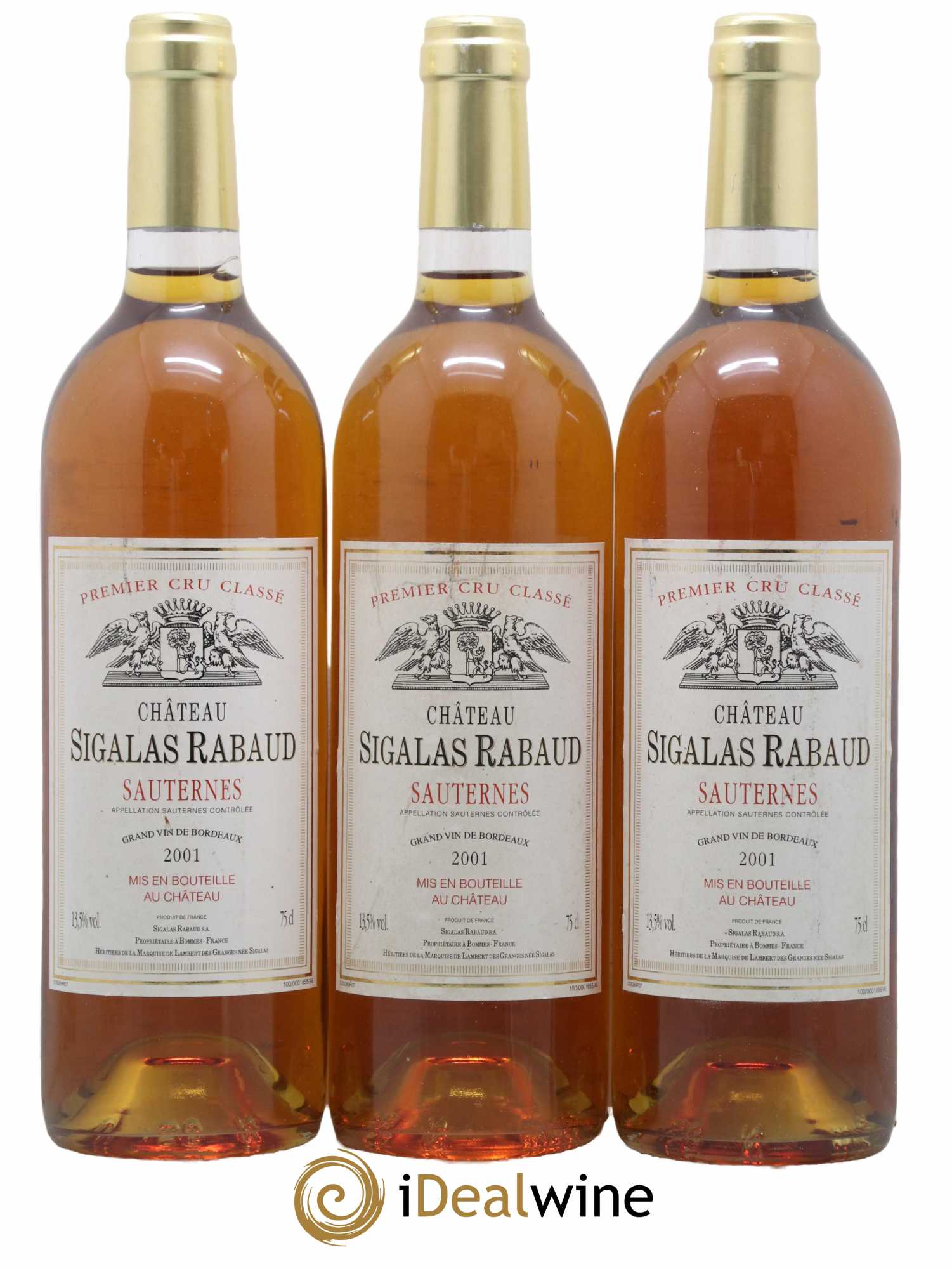 Château Sigalas Rabaud 1er Grand Cru Classé 2001 - Posten von 3 Flaschen - 0