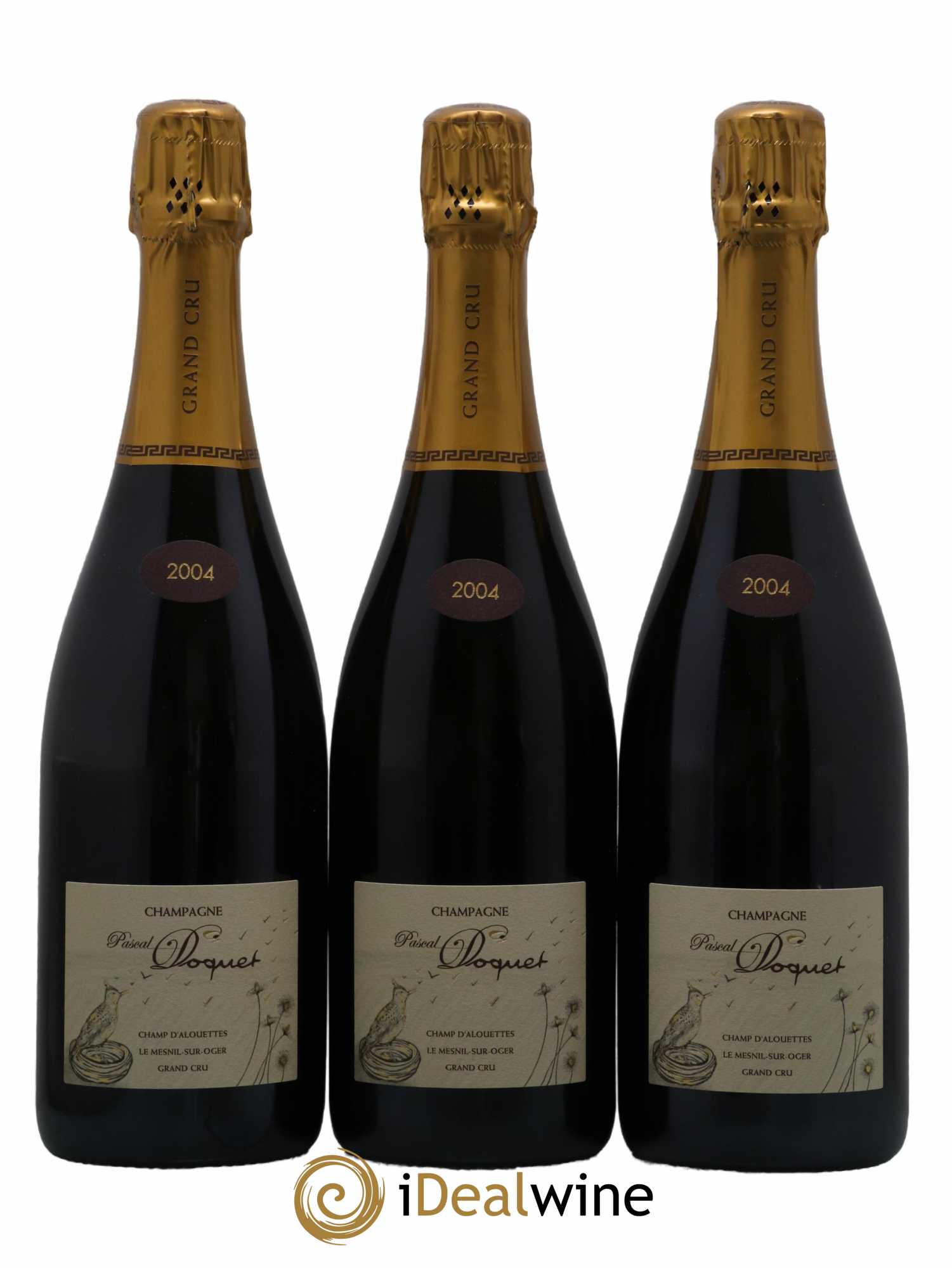 Champagne Grand Cru Champ Alouette Mesnil Extra Brut Pascal Doquet 2004 - Lot de 3 bouteilles - 0