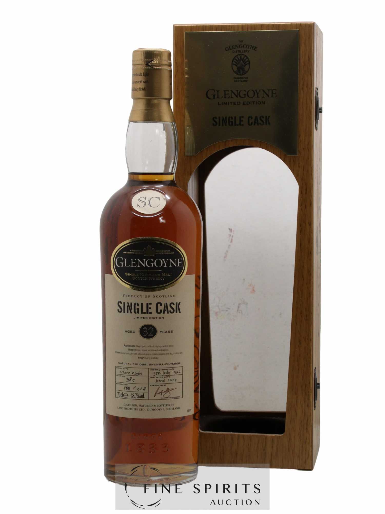 Glengoyne 32 years 1972 Of. Cask n°985 - One of 328 - bottled 2005 Single Cask - Lot of 1 bottle - 0