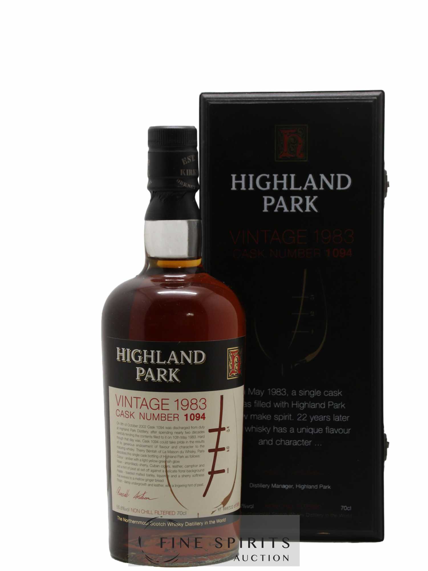 Highland Park 1983 Of. Cask n°1094 - One of 588 - bottled 2002 - Lot of 1 bottle - 0