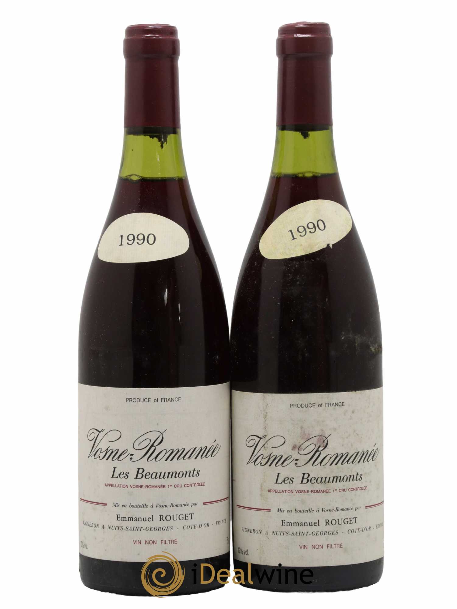 Vosne-Romanée 1er Cru Les Beaumonts Emmanuel Rouget 1990 - Lot of 2 bottles - 0