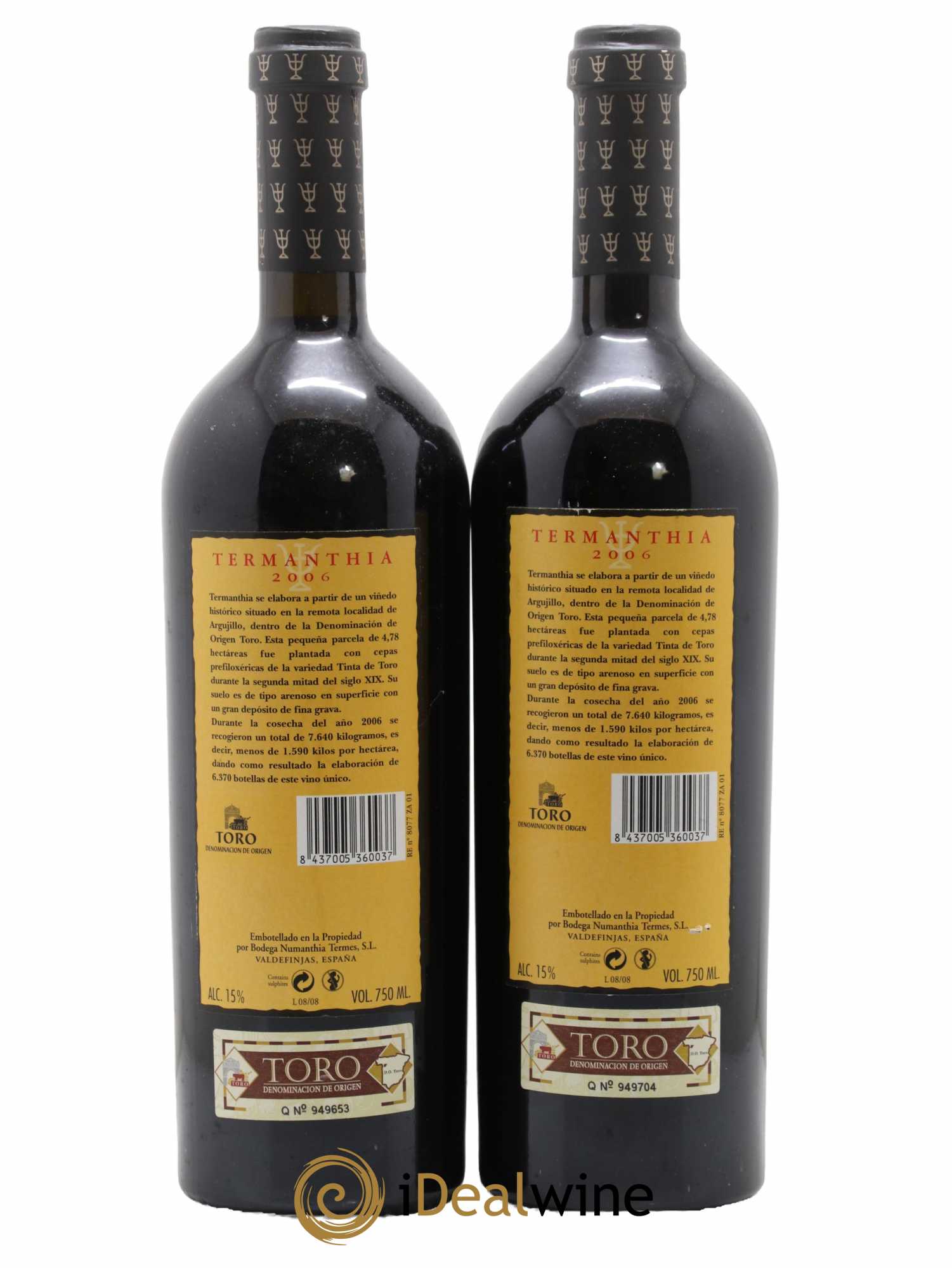 Toro DO Bodega Numanthia Termanthia  2006 - Lot de 2 bouteilles - 1