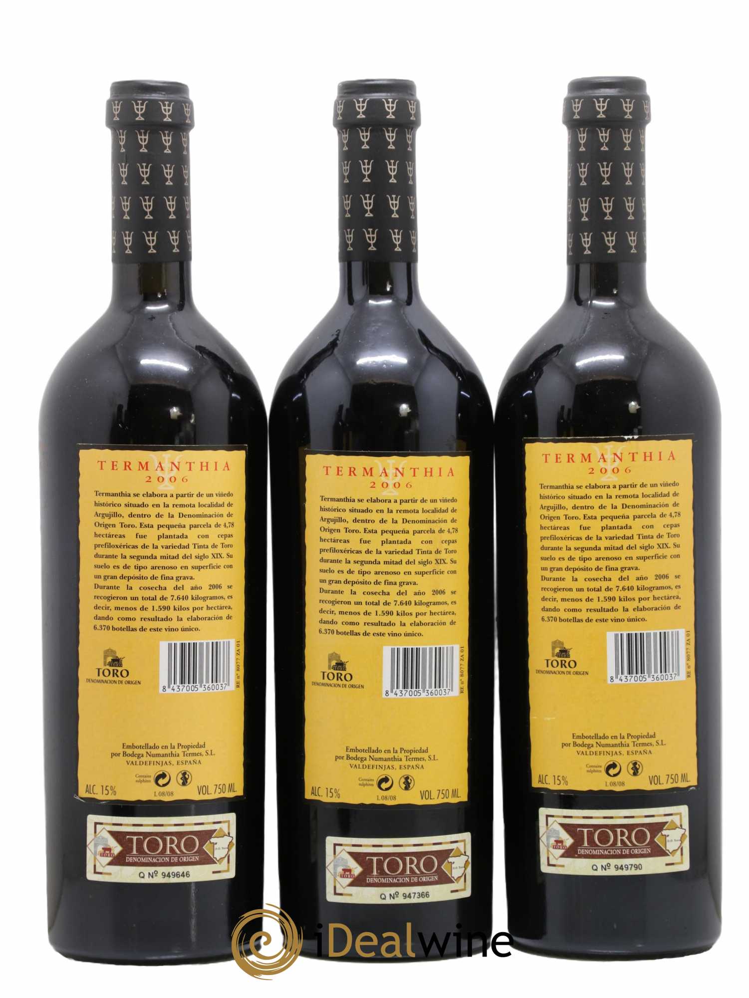 Toro DO Bodega Numanthia Termanthia  2006 - Lot de 3 bouteilles - 1