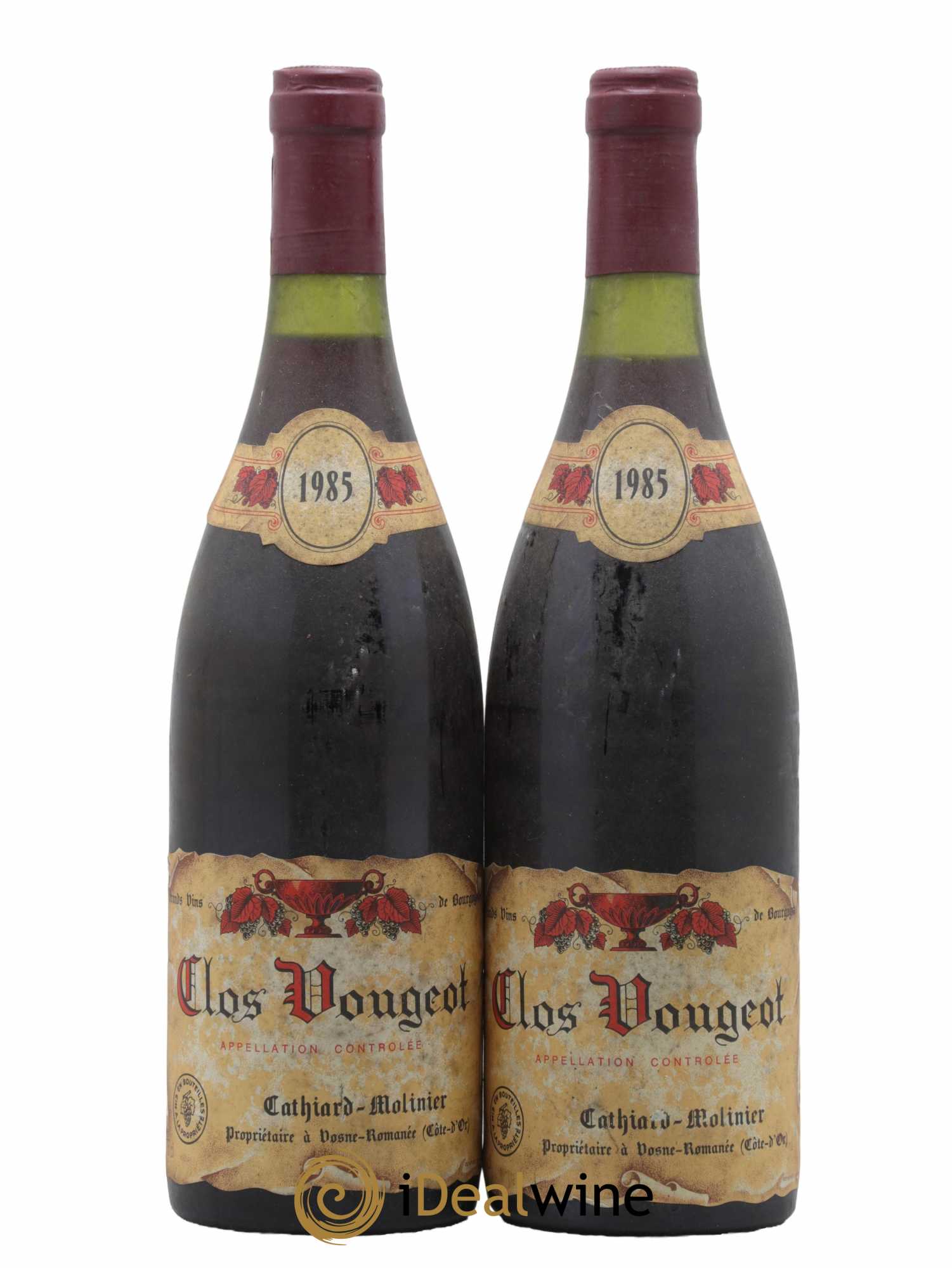 Clos de Vougeot Grand Cru Cathiard Molinier 1985 - Lot of 2 bottles - 0