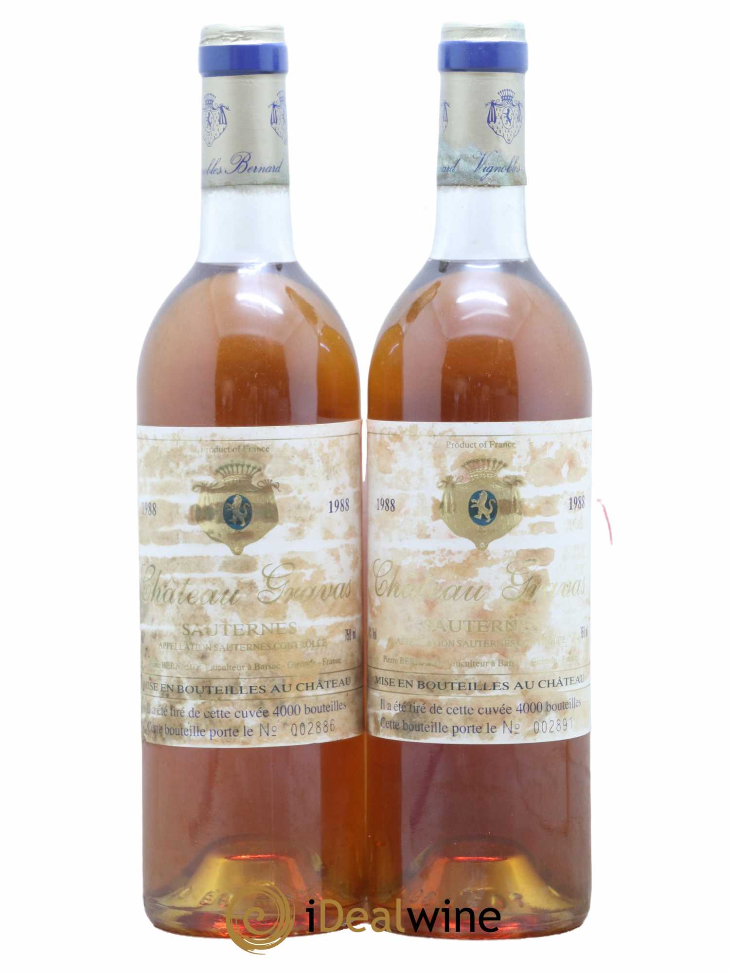 Château Gravas Cru Bourgeois 1988 - Lot de 2 bouteilles - 0