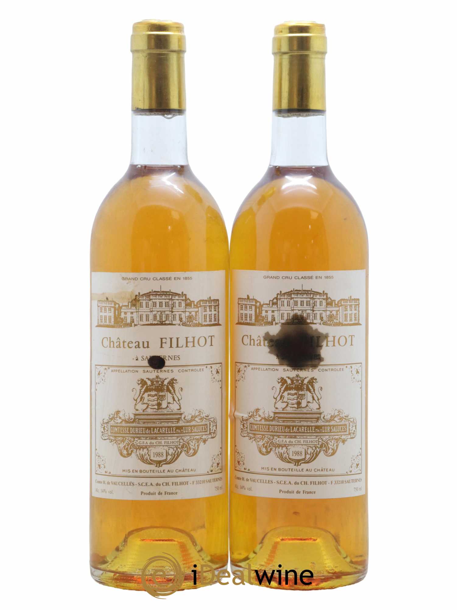 Château Filhot 2ème Grand Cru Classé 1988 - Lot of 2 bottles - 0