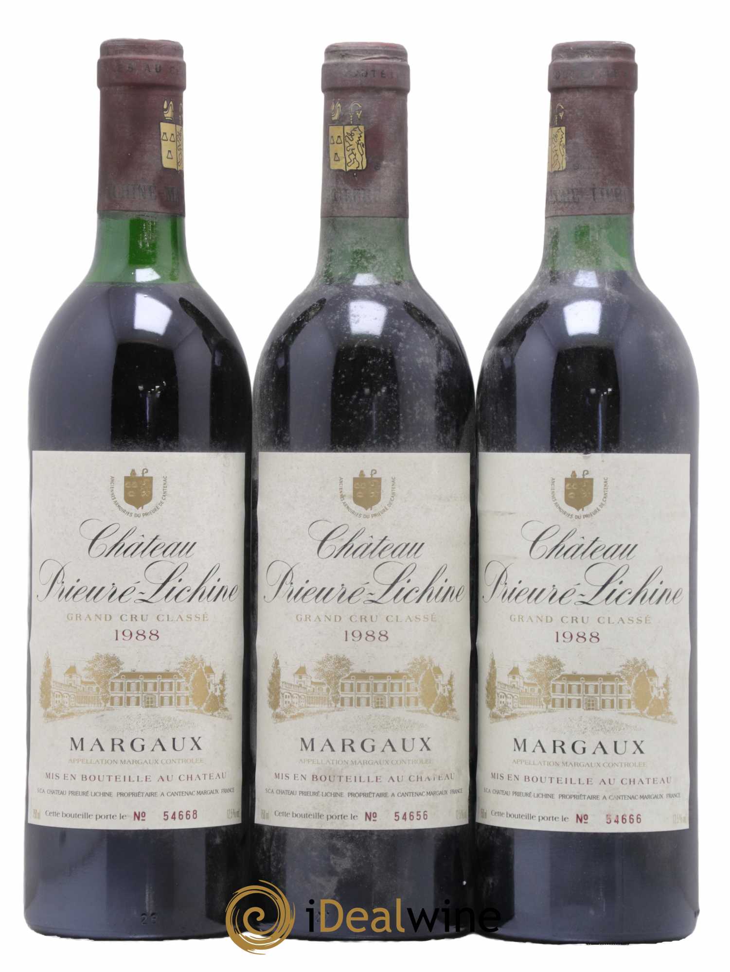 Château Prieuré Lichine 4ème Grand Cru Classé 1988 - Lotto di 3 bottiglie - 0