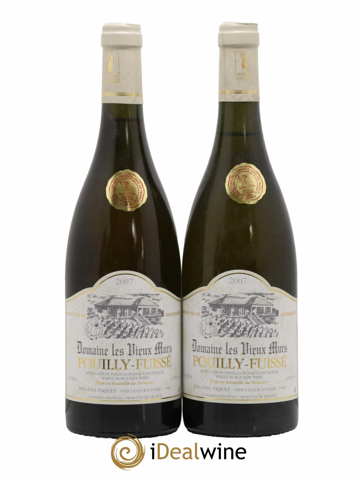 Pouilly-Fuissé Les Vieux Murs Domaine Paquet 2007 - Lot of 2 bottles - 0