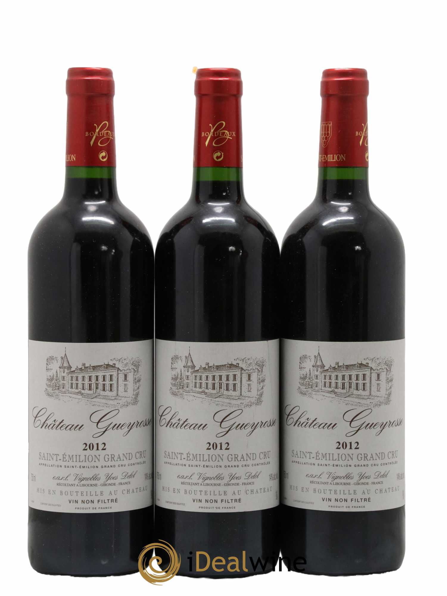 Saint-Émilion Grand Cru Château Gueyrosse 2012 - Lot de 3 bouteilles - 0