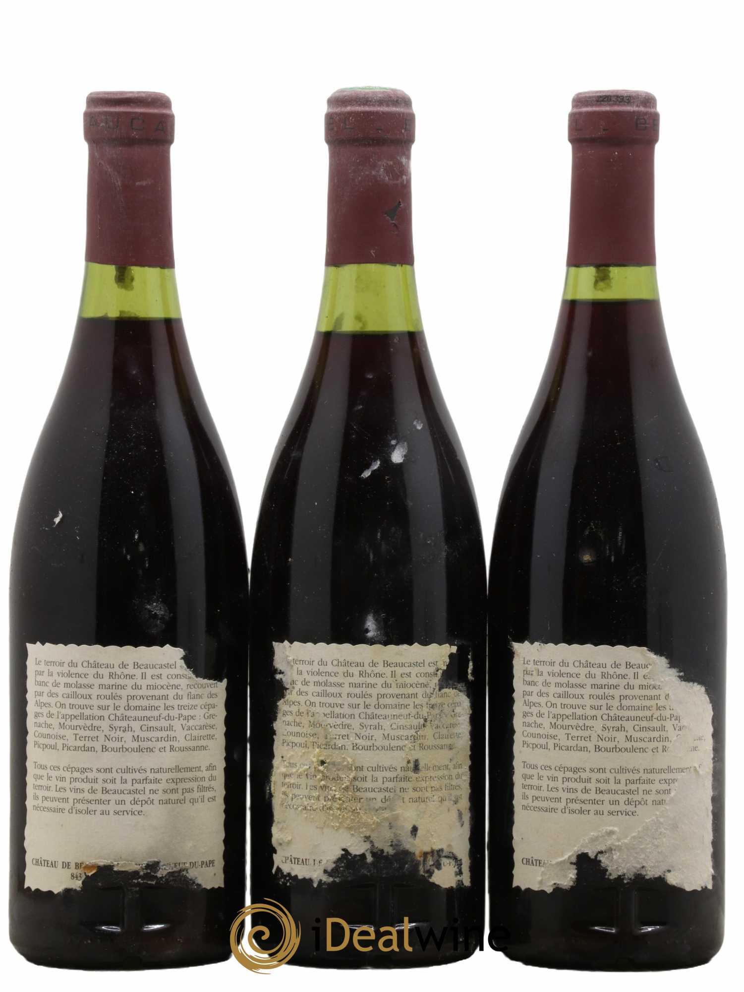 Châteauneuf-du-Pape Château de Beaucastel Famille Perrin  - Lotto di 3 bottiglie - 1