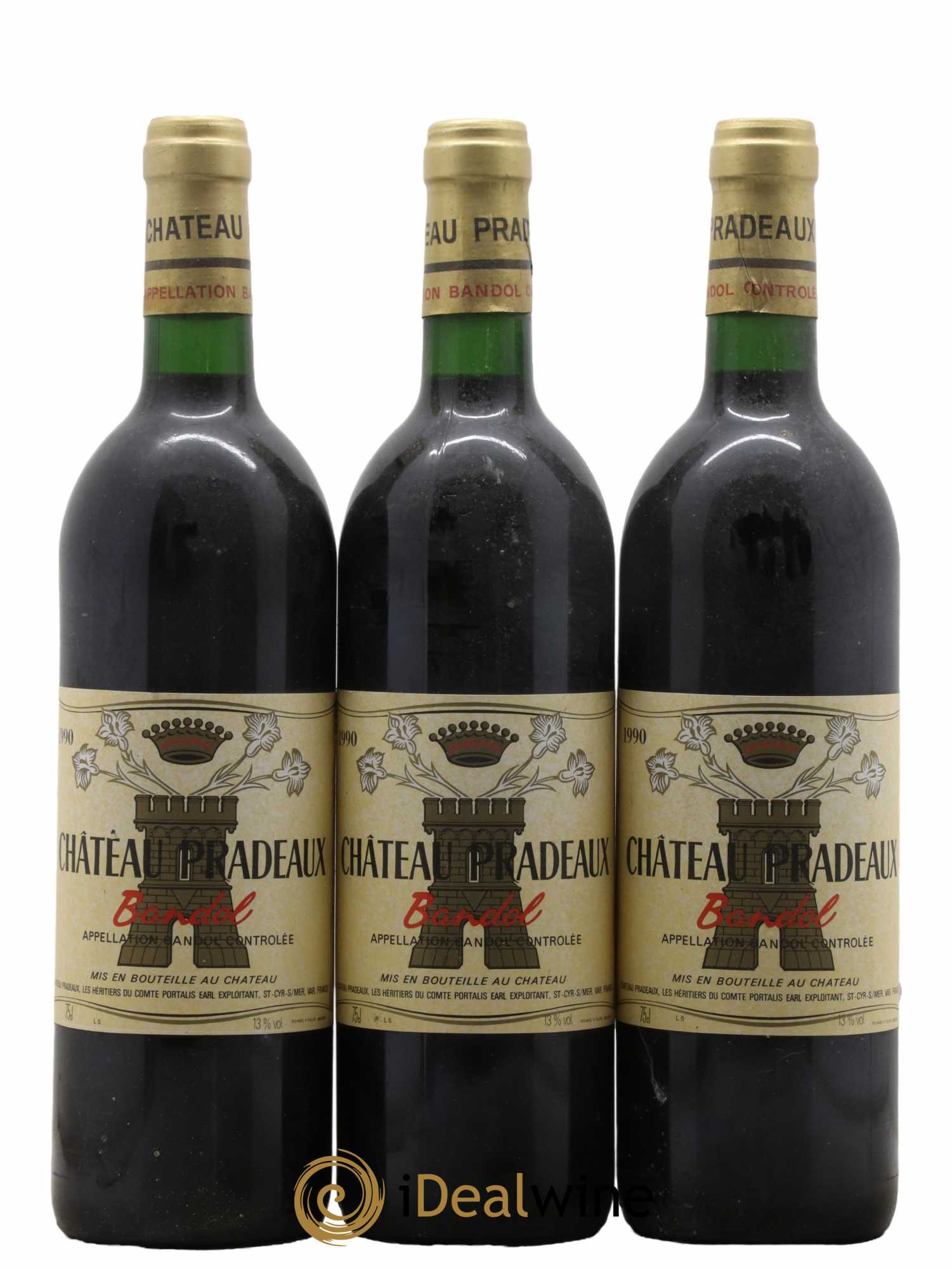 Bandol Château Pradeaux Famille Portalis  1990 - Lotto di 3 bottiglie - 0