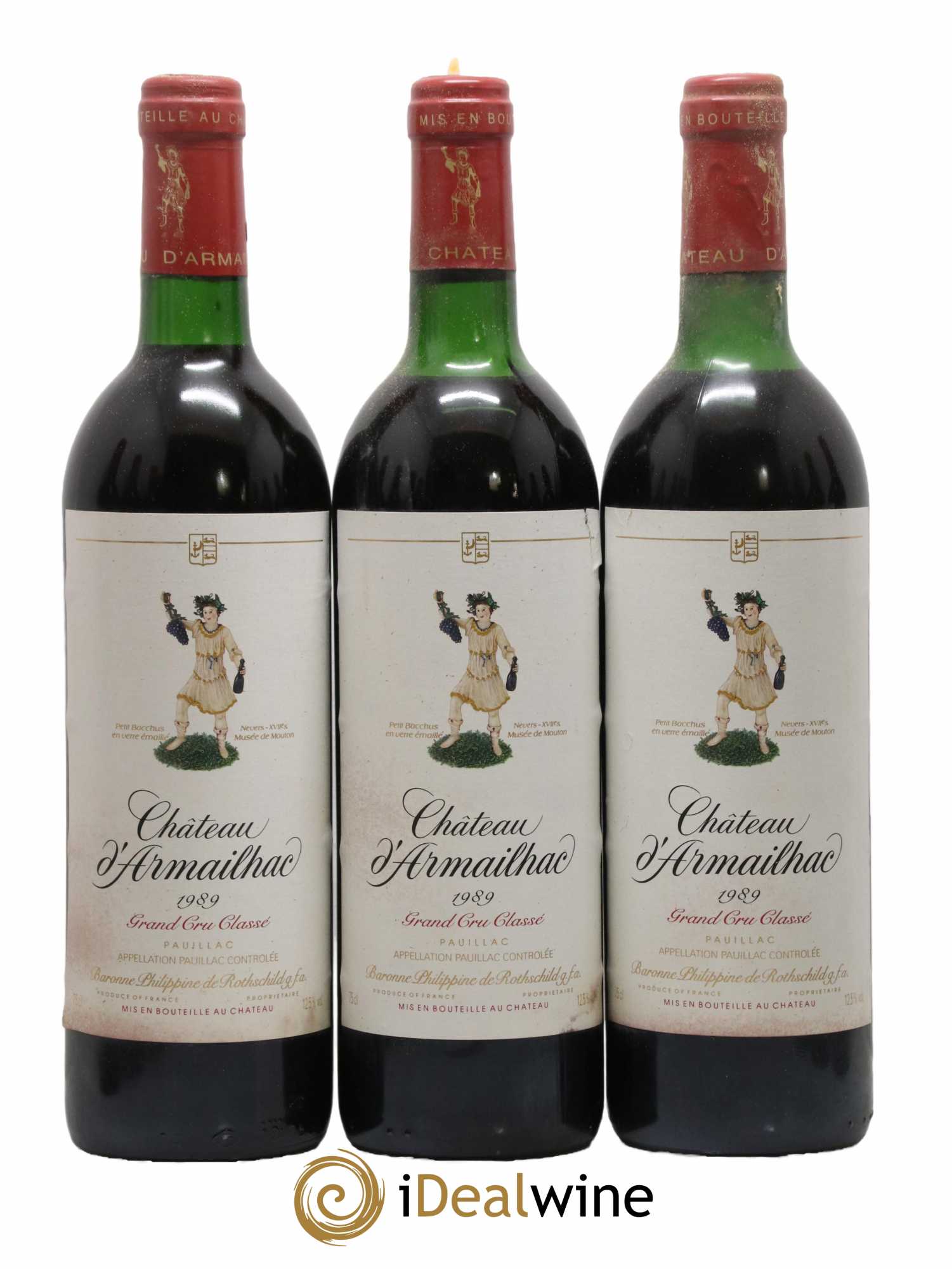 Château d' Armailhac - Mouton Baron(ne) Philippe 5ème Grand Cru Classé 1989 - Lot de 12 bouteilles - 1