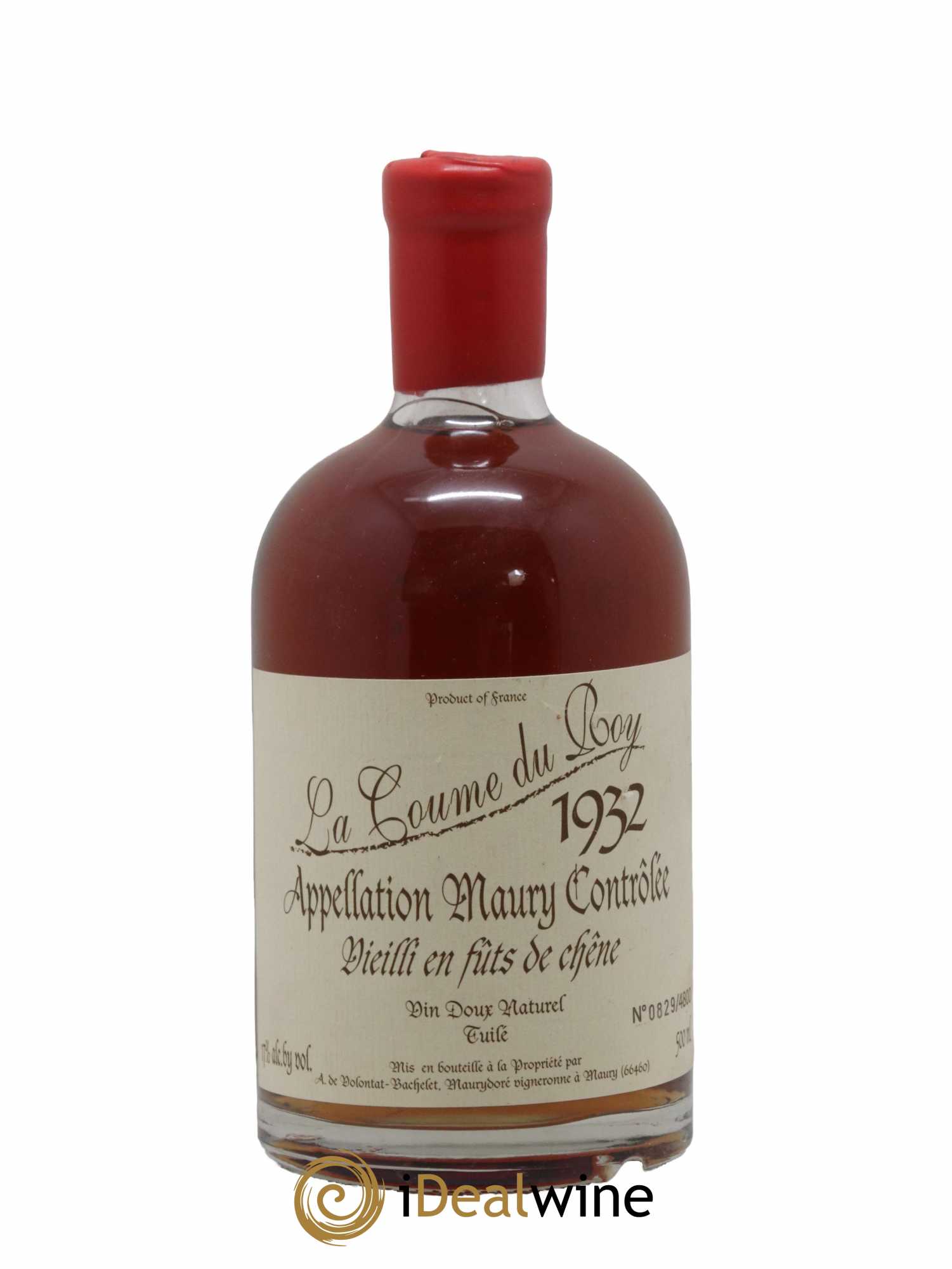 Maury Vin Doux Naturel Vieilli en Fûts de Chêne Domaine de la Coume du Roy 50cl 1932 - Lotto di 1 bottiglia - 0