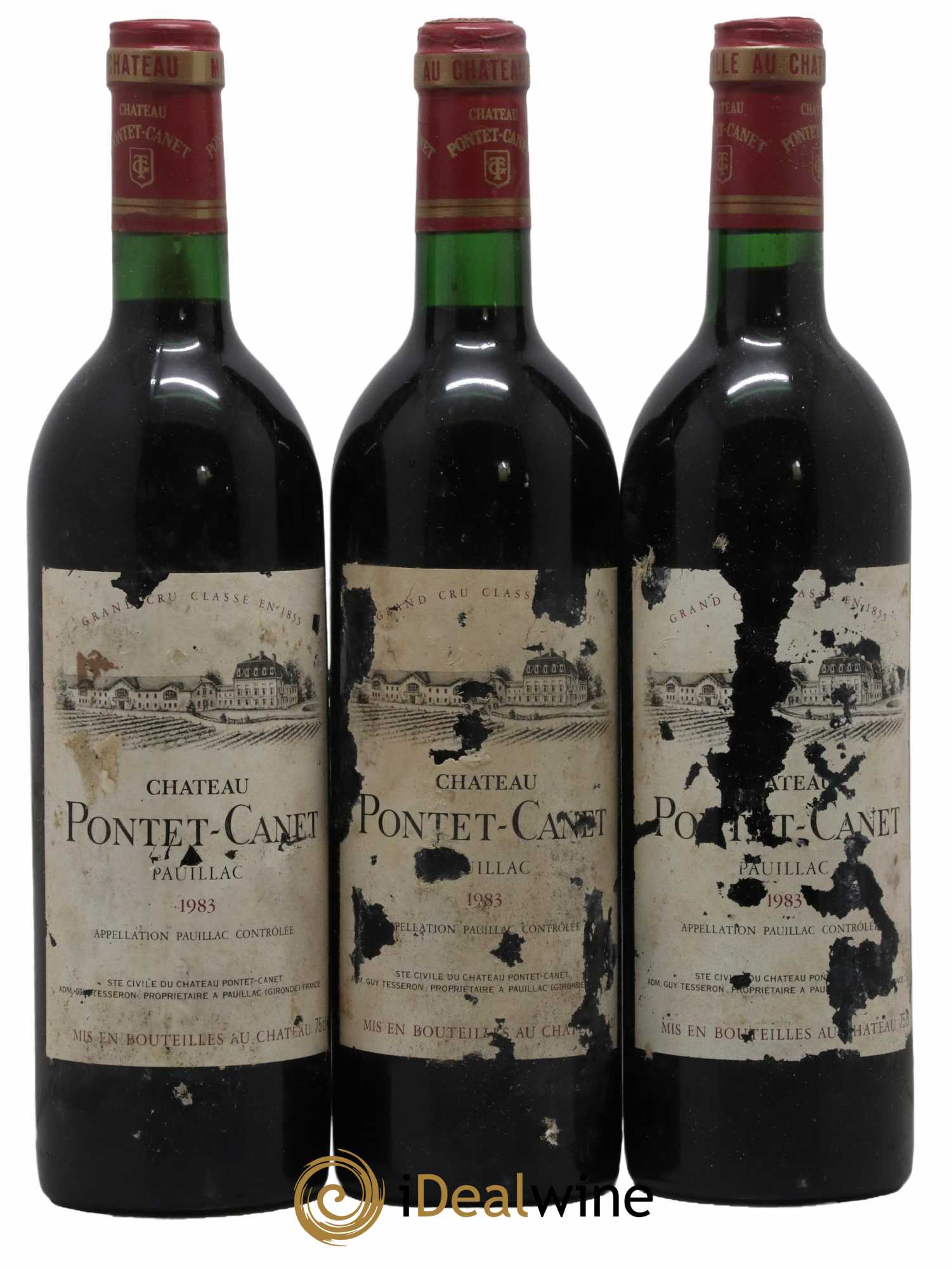 Château Pontet Canet 5ème Grand Cru Classé 1983 - Posten von 3 Flaschen - 0