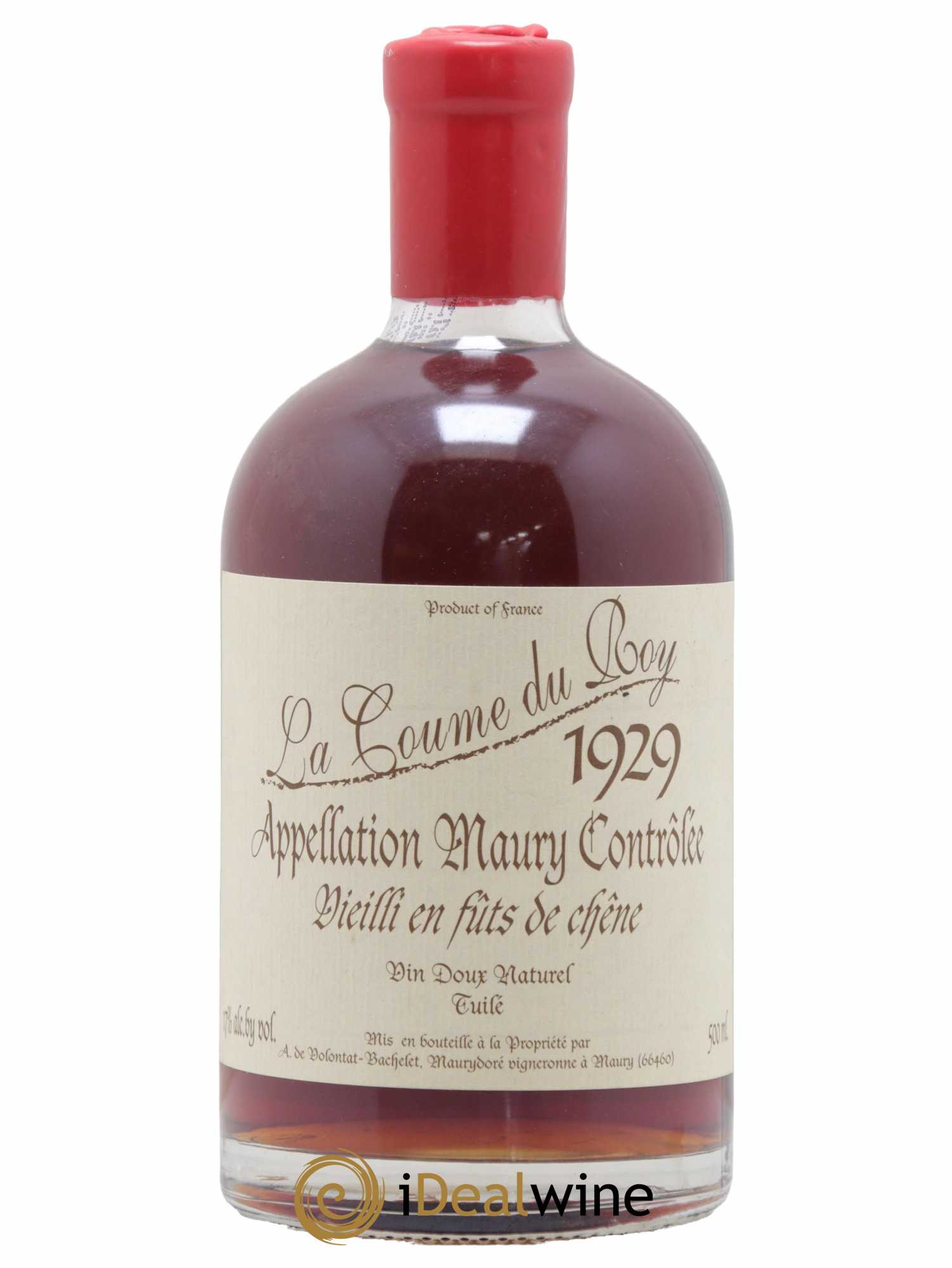 Maury Vin Doux Naturel Vieilli en fûts de Chêne Domaine de la Coume du Roy 50cl 1929 - Lot de 1 bouteille - 0