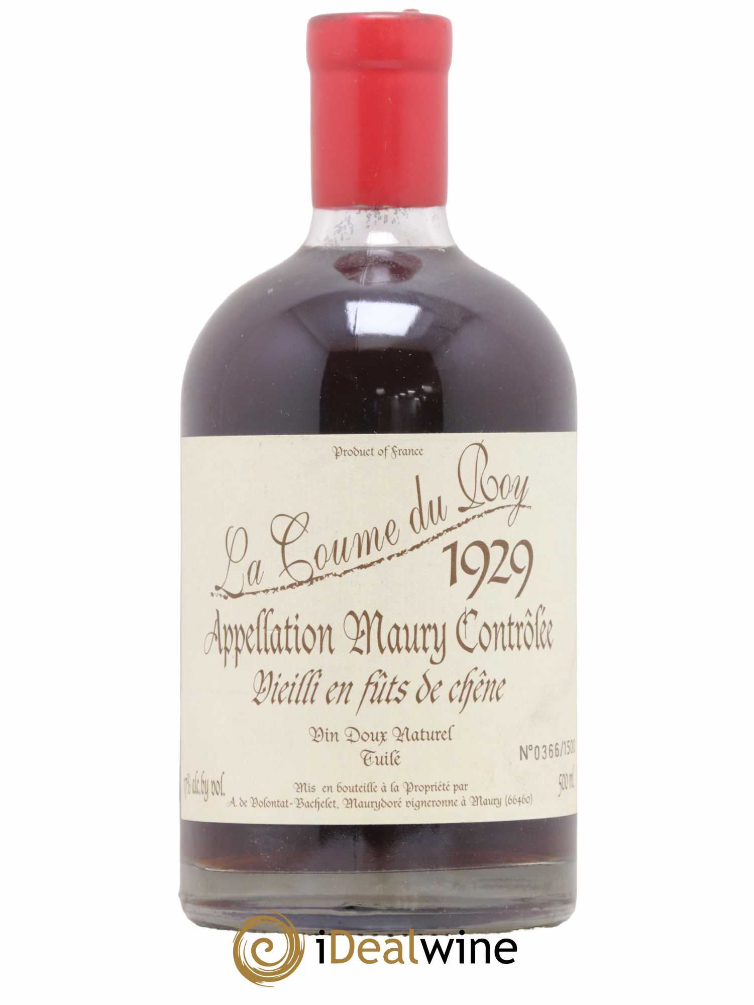 Maury Vin Doux Naturel Vieilli en fûts de Chêne Domaine de la Coume du Roy 50cl 1929 - Lotto di 1 bottiglia - 0