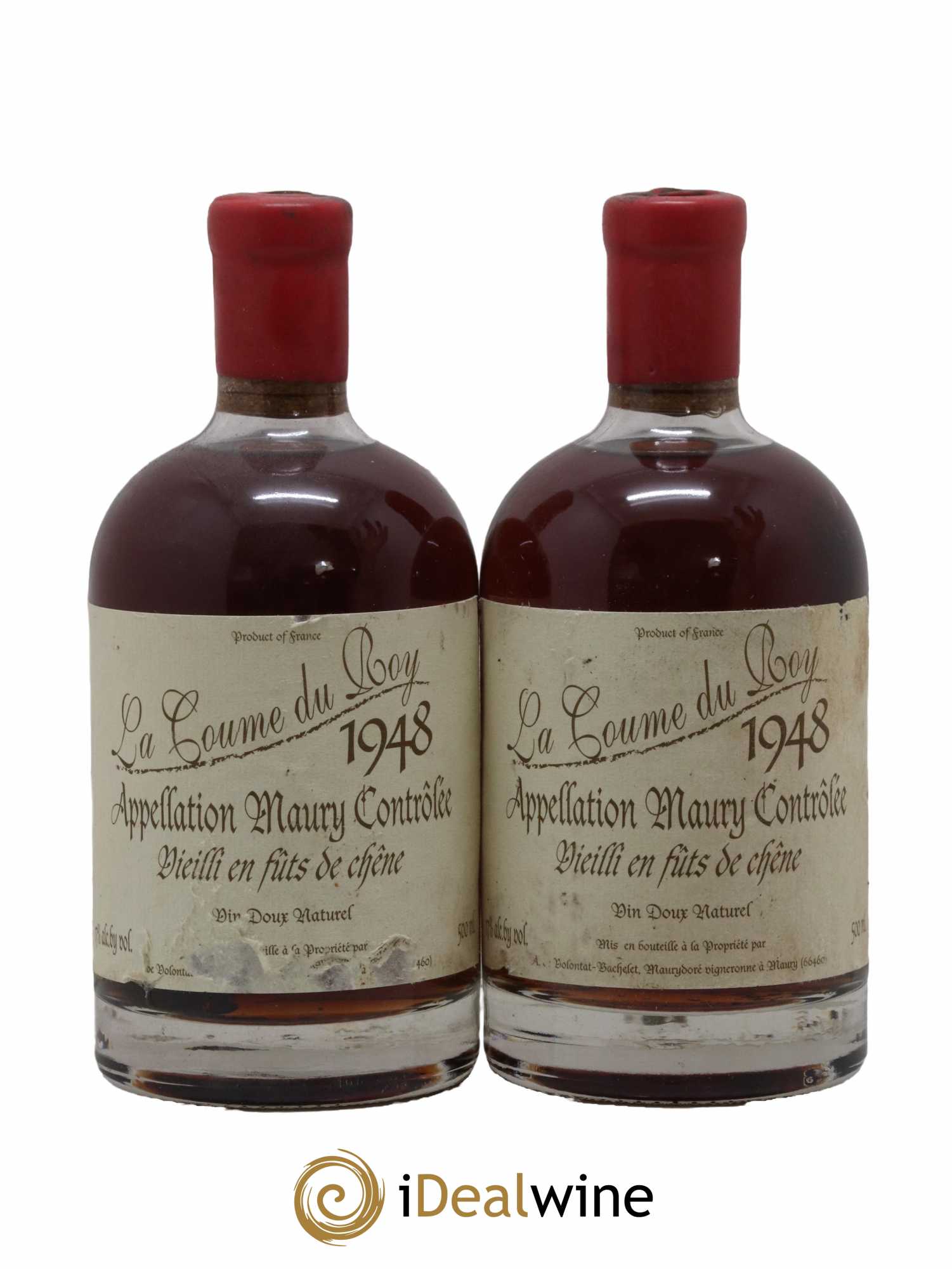 Maury Vin Doux Naturel Vieilli en Fûts de Chêne Domaine de la Coume du Roy 50cl 1948 - Lot of 2 bottles - 0