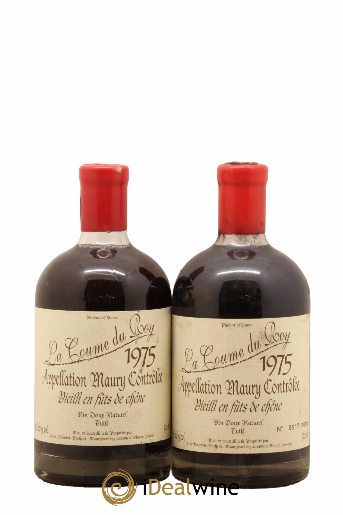 Maury Vin Doux Naturel Tuilé Vieilli en Fûts de Chêne Domaine de la Coume du Roy 50Cl 1975 - Lot of 2 bottles - 0