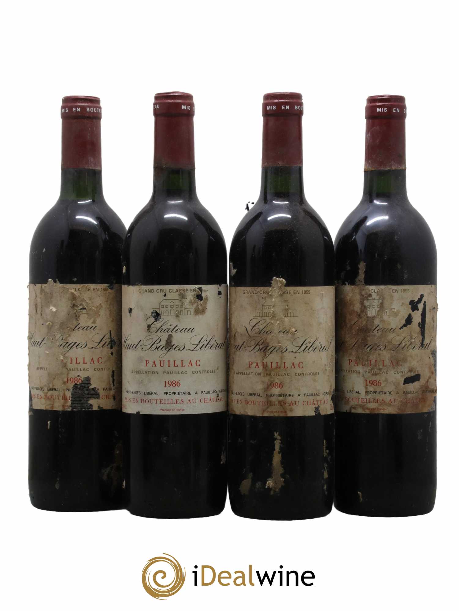 Château Haut Bages Libéral 5ème Grand Cru Classé 1986 - Lot de 4 bouteilles - 0