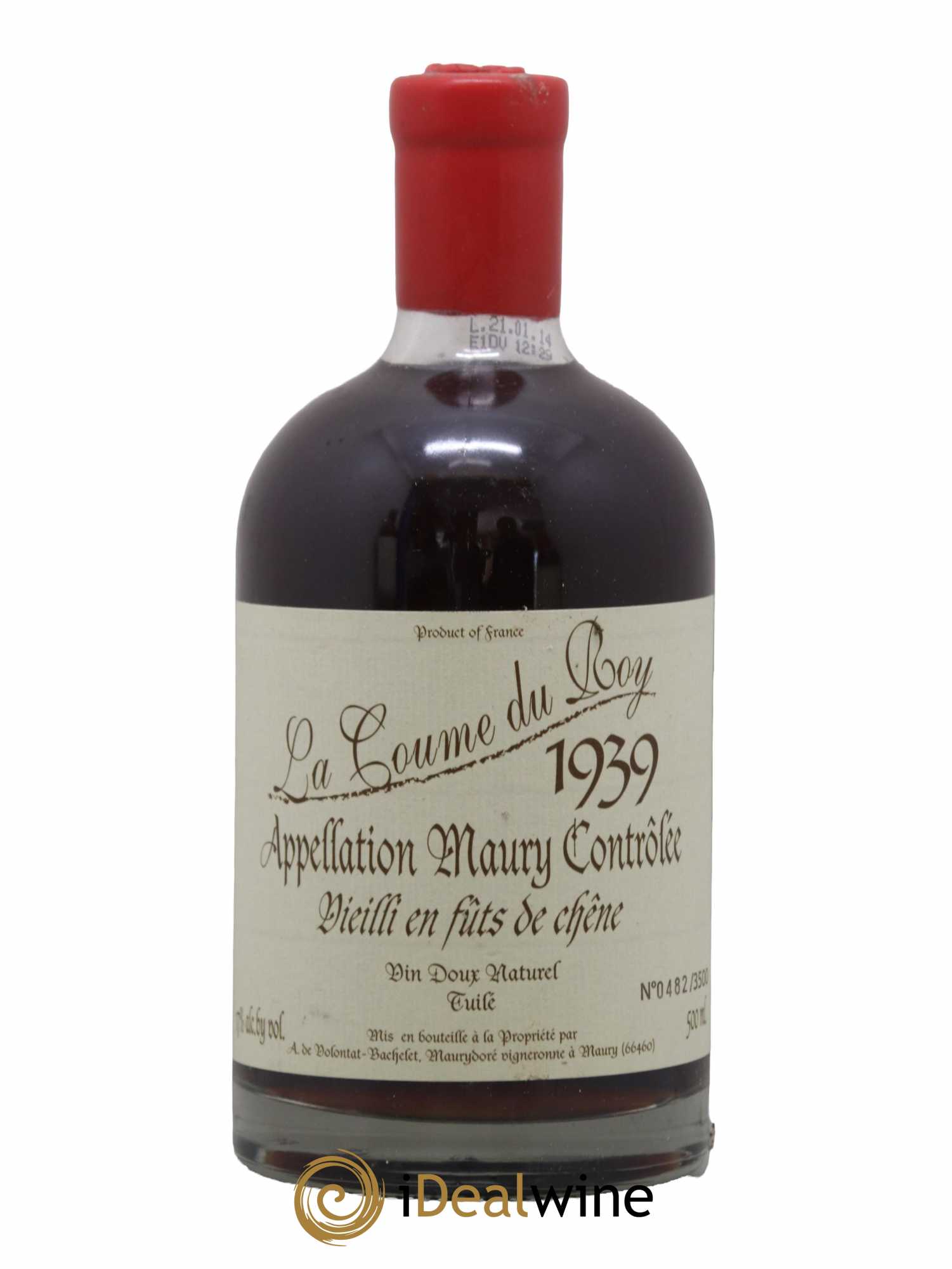 Maury Vin Doux Naturel Vieilli en Fûts de Chêne Domaine de la Coume du Roy  50 CL 1939 - Lot de 1 bouteille - 0