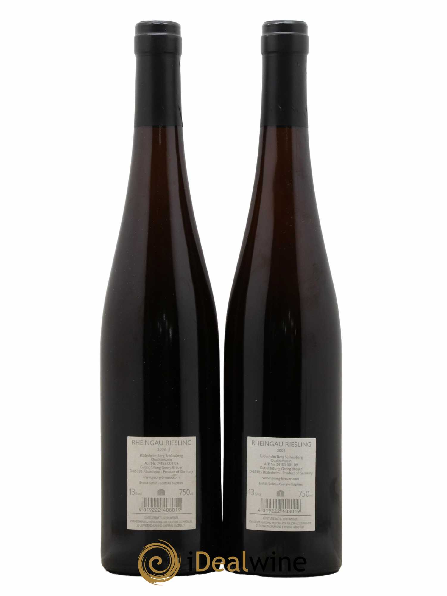 Riesling Rüdesheim Berg Schlossberg  Georg Breuer 2008 - Lotto di 2 bottiglie - 1