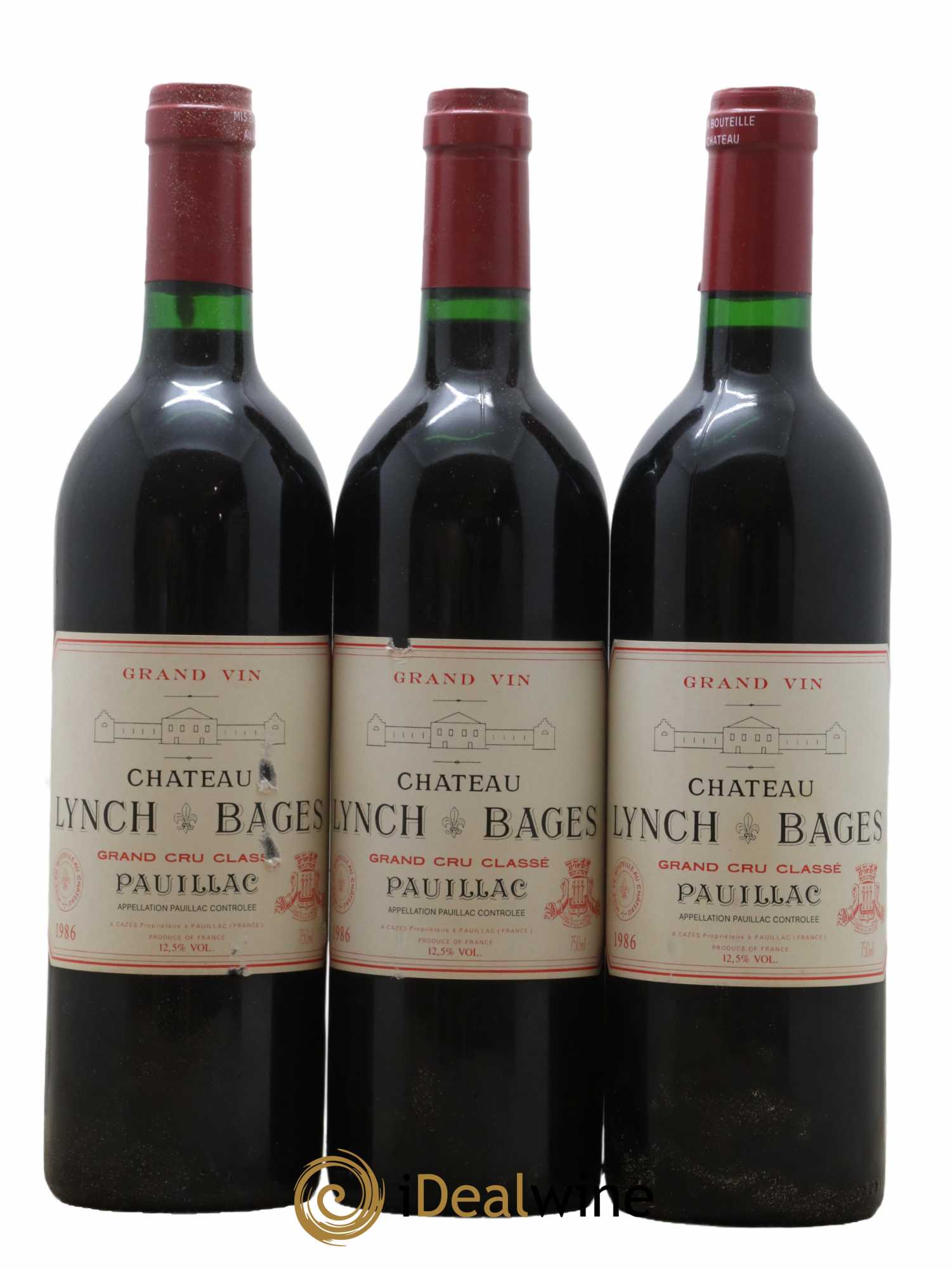 Château Lynch Bages 5ème Grand Cru Classé 1986 - Lotto di 3 bottiglie - 0