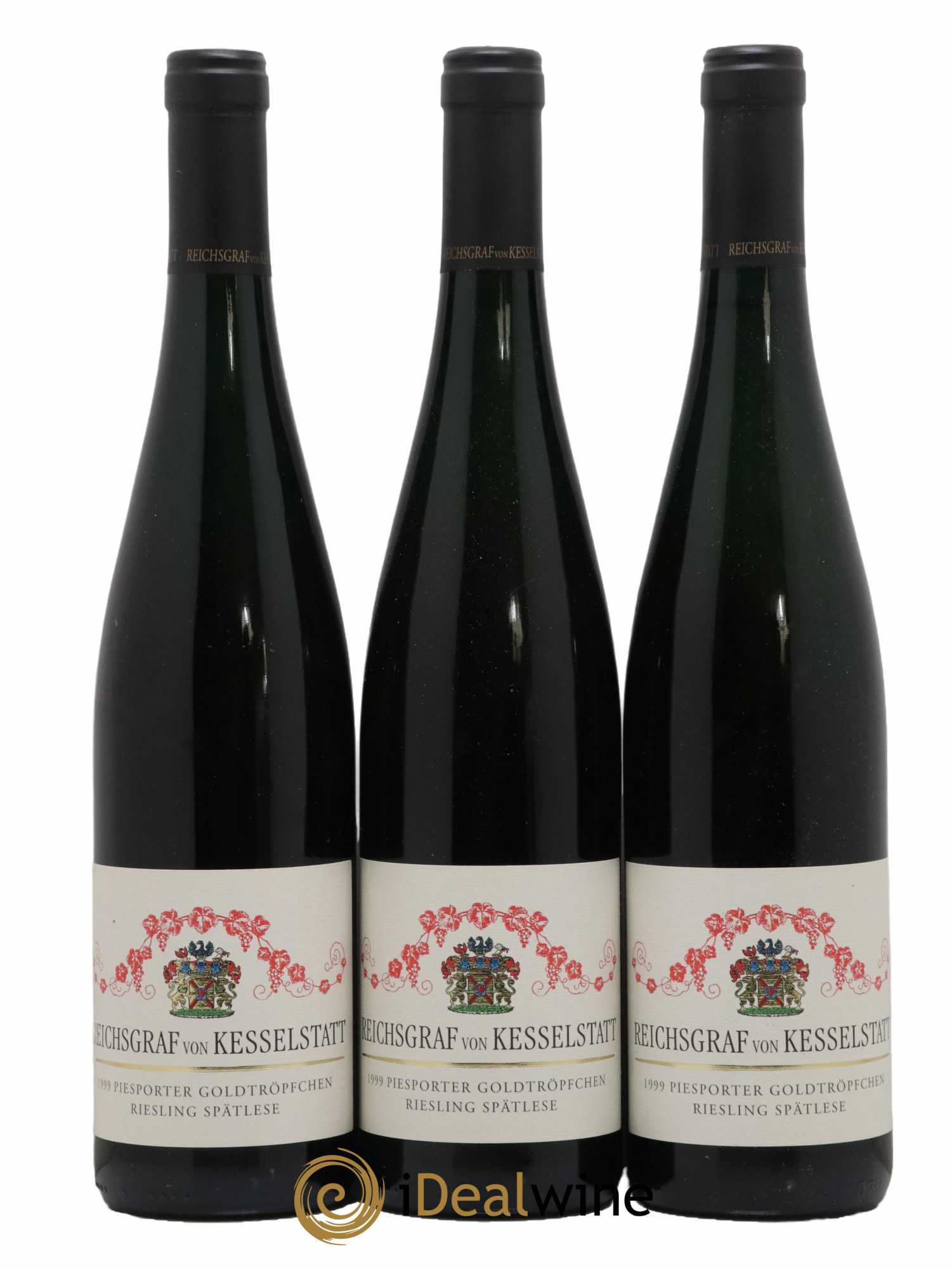 Allemagne Mosel-Saar Piesporter Goldtropfchen Riesling Spatlese Reichsgraf Von Kesselstatt 1999 - Lot of 3 bottles - 0