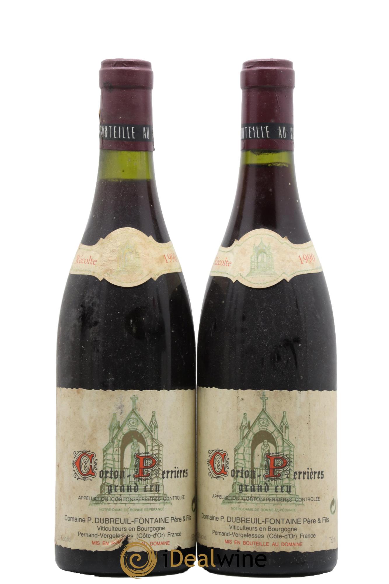 Corton Grand Cru Perrieres Domaine P Dubreuil Fontaine 1990 - Lot of 2 bottles - 0