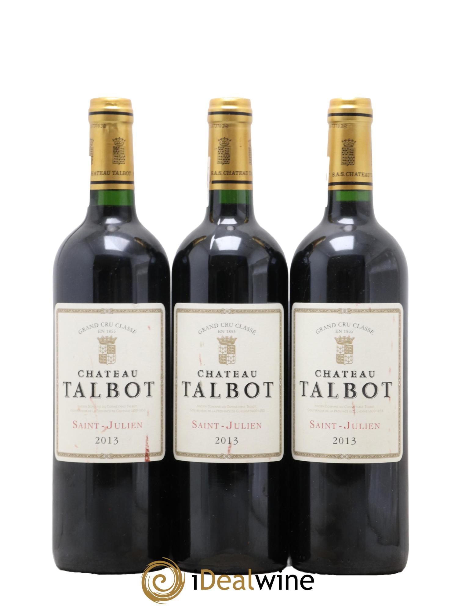 Château Talbot 4ème Grand Cru Classé 2013 - Posten von 3 Flaschen - 0