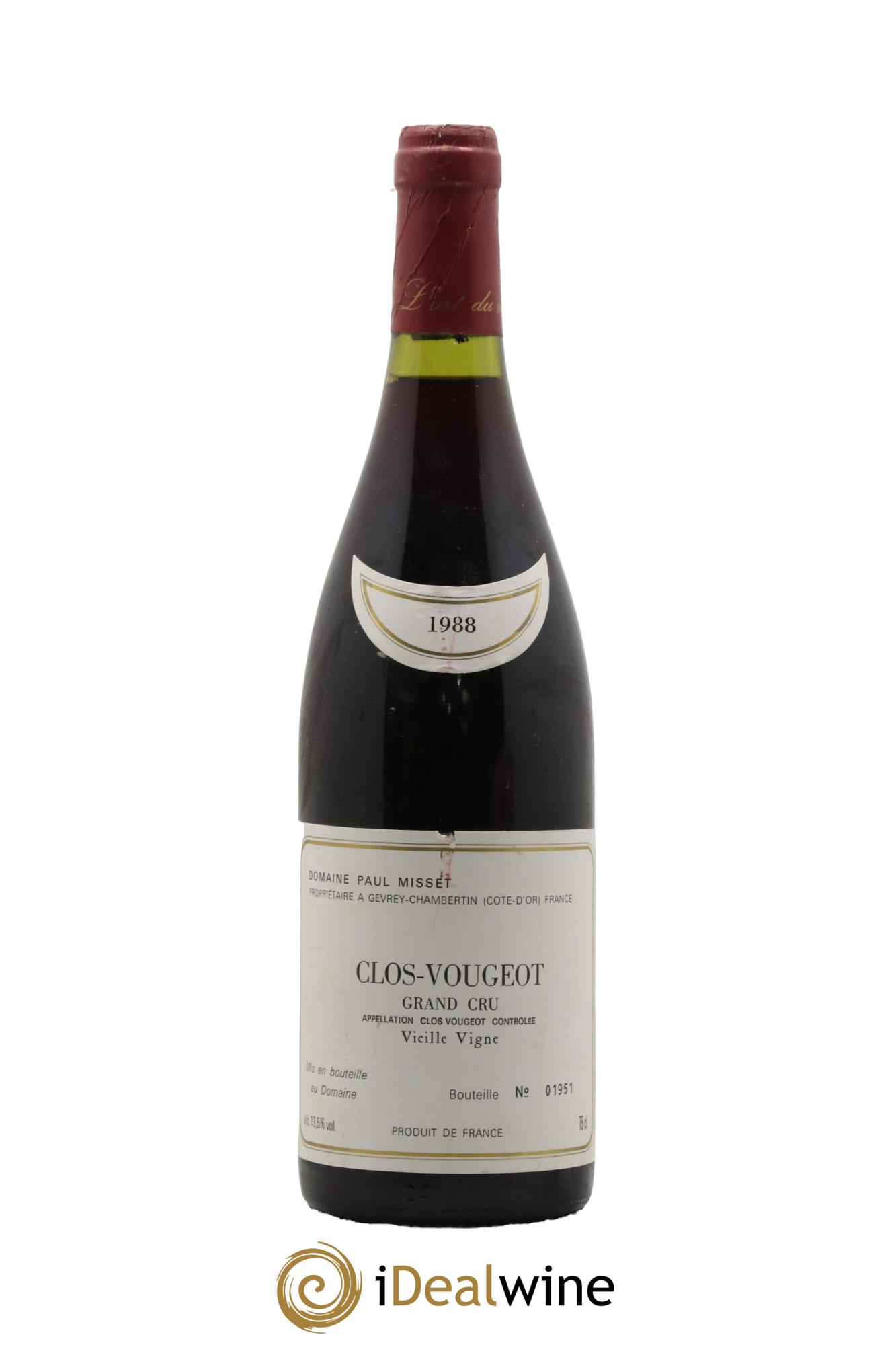 Clos de Vougeot Grand Cru Vieilles Vignes Domaine Paul Misset 1988 - Lot of 1 bottle - 0