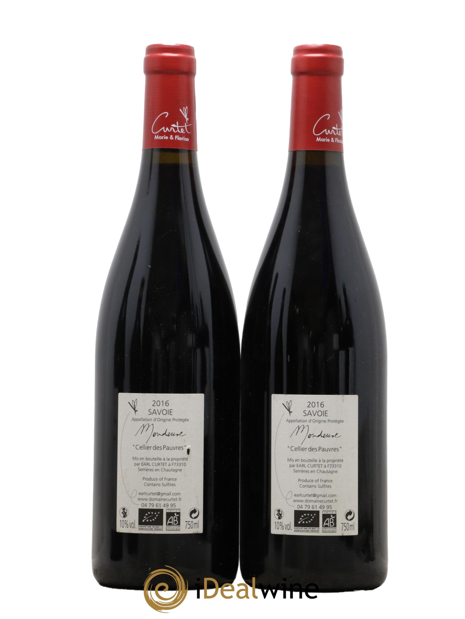 Vin de Savoie Mondeuse Cellier des Pauvres Curtet 2016 - Lot de 2 bouteilles - 1