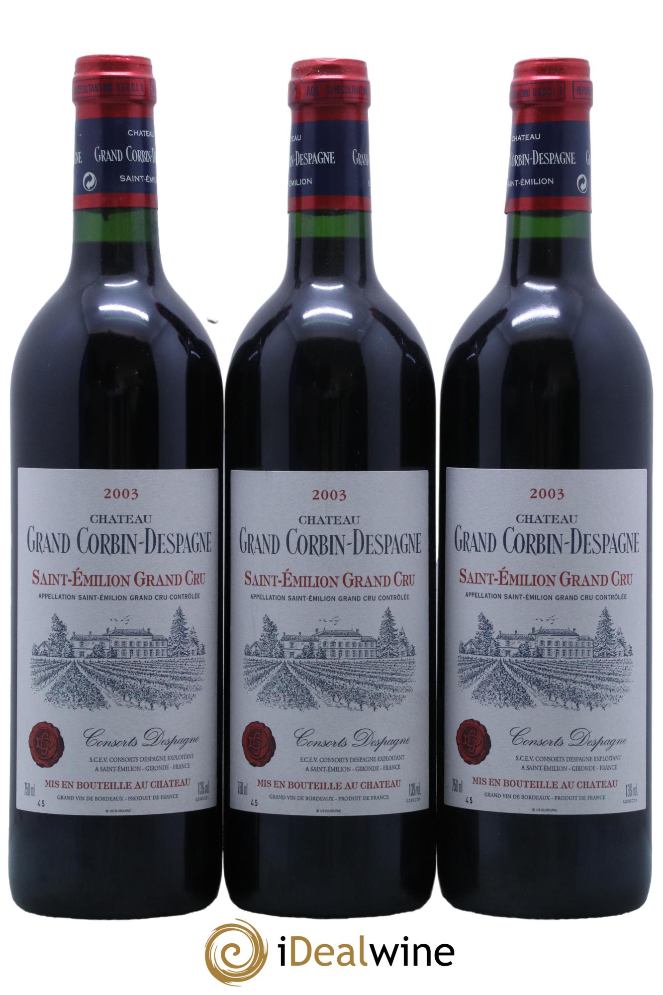 Château Grand Corbin Despagne Grand Cru Classé  2003 - Lot of 12 bottles - 1